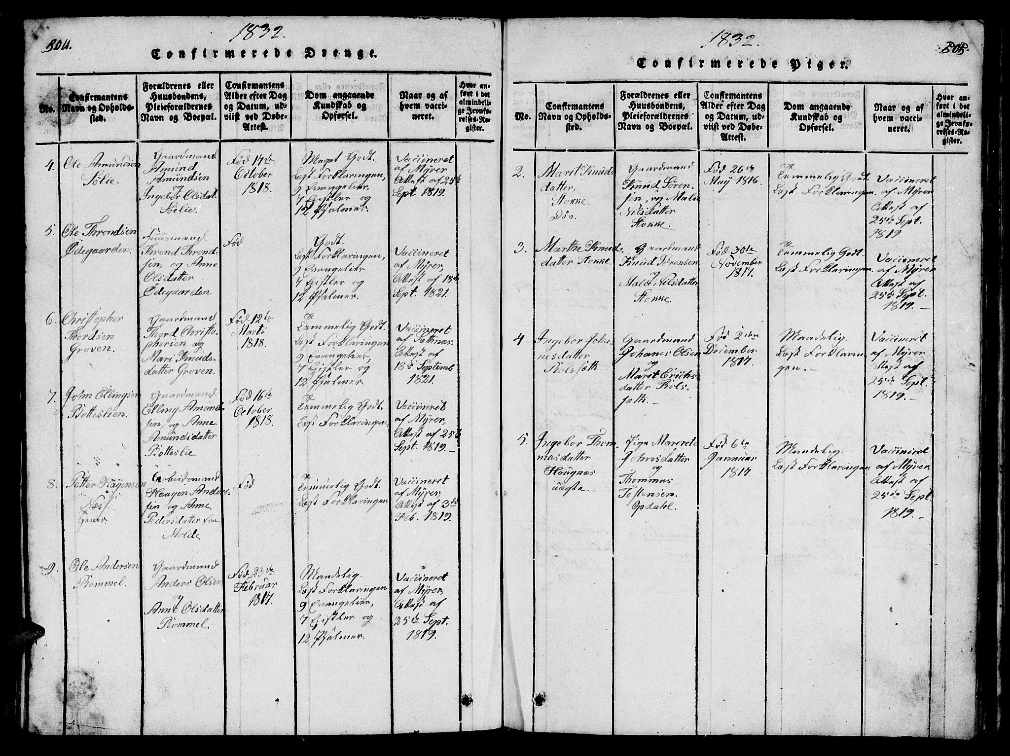 Ministerialprotokoller, klokkerbøker og fødselsregistre - Møre og Romsdal, SAT/A-1454/557/L0679: Parish register (official) no. 557A01, 1818-1843, p. 504-505