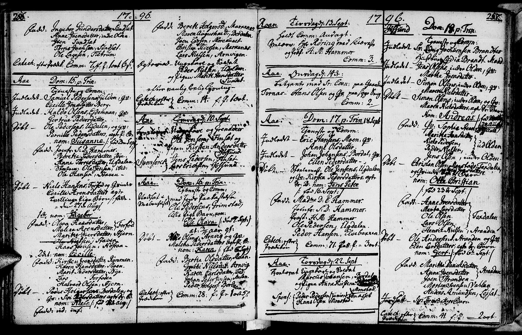 Ministerialprotokoller, klokkerbøker og fødselsregistre - Sør-Trøndelag, SAT/A-1456/655/L0673: Parish register (official) no. 655A02, 1780-1801, p. 256-257