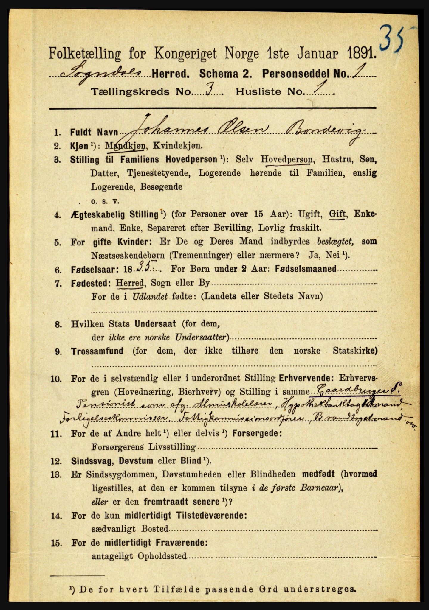 RA, 1891 census for 1420 Sogndal, 1891, p. 1483