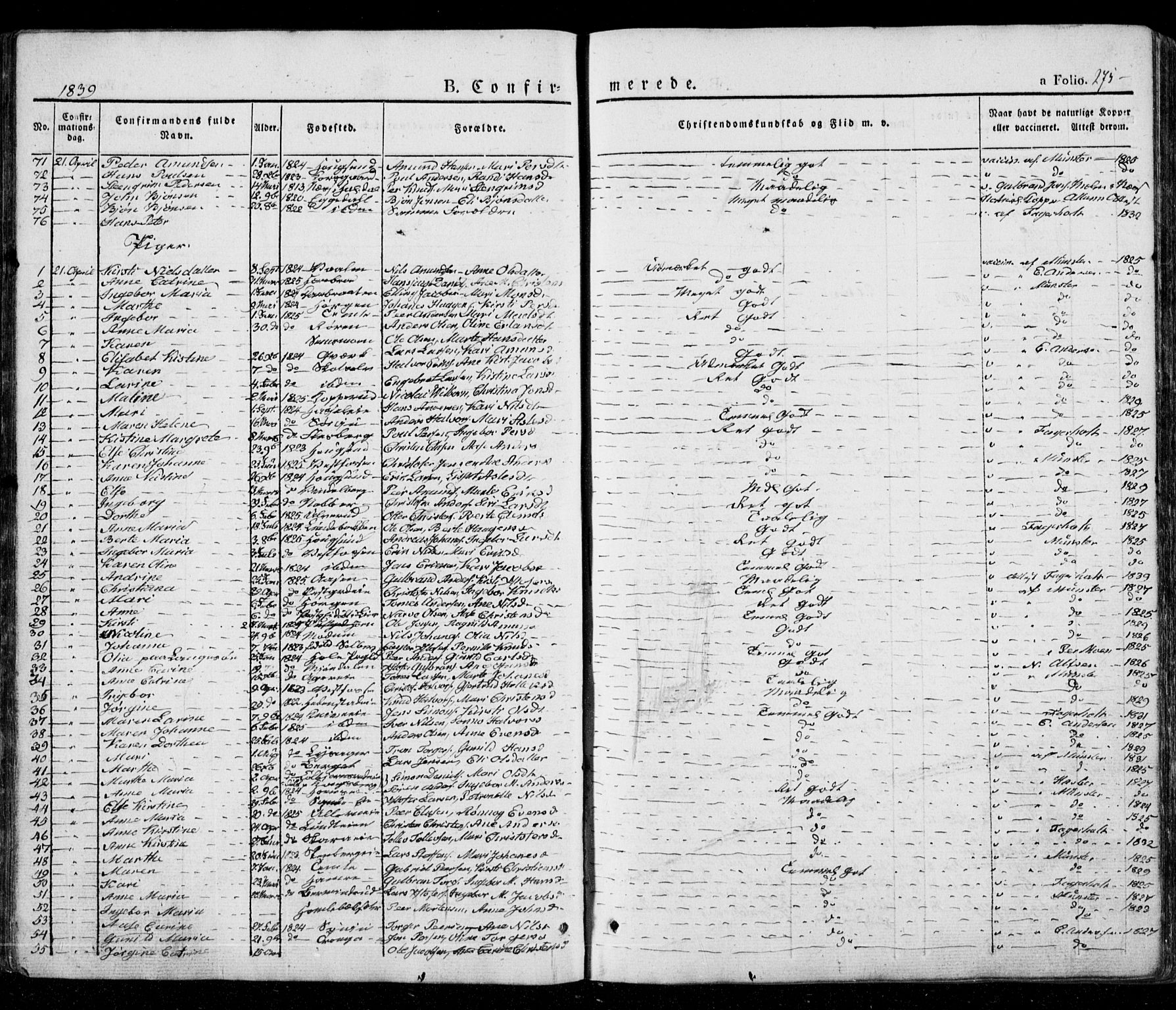 Eiker kirkebøker, SAKO/A-4/G/Ga/L0002: Parish register (copy) no. I 2, 1832-1856, p. 275