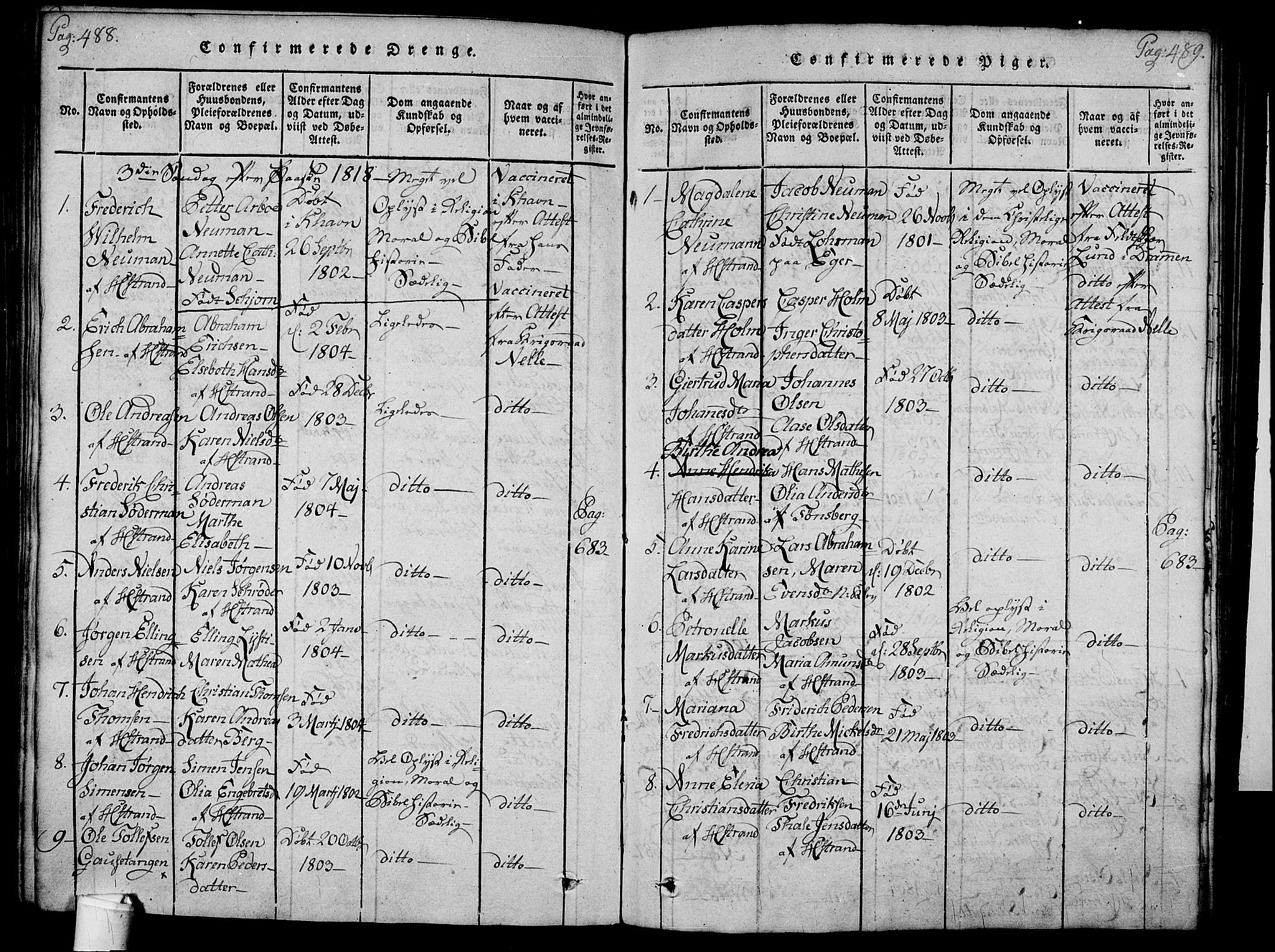 Holmestrand kirkebøker, SAKO/A-346/F/Fa/L0001: Parish register (official) no. 1, 1814-1840, p. 488-489