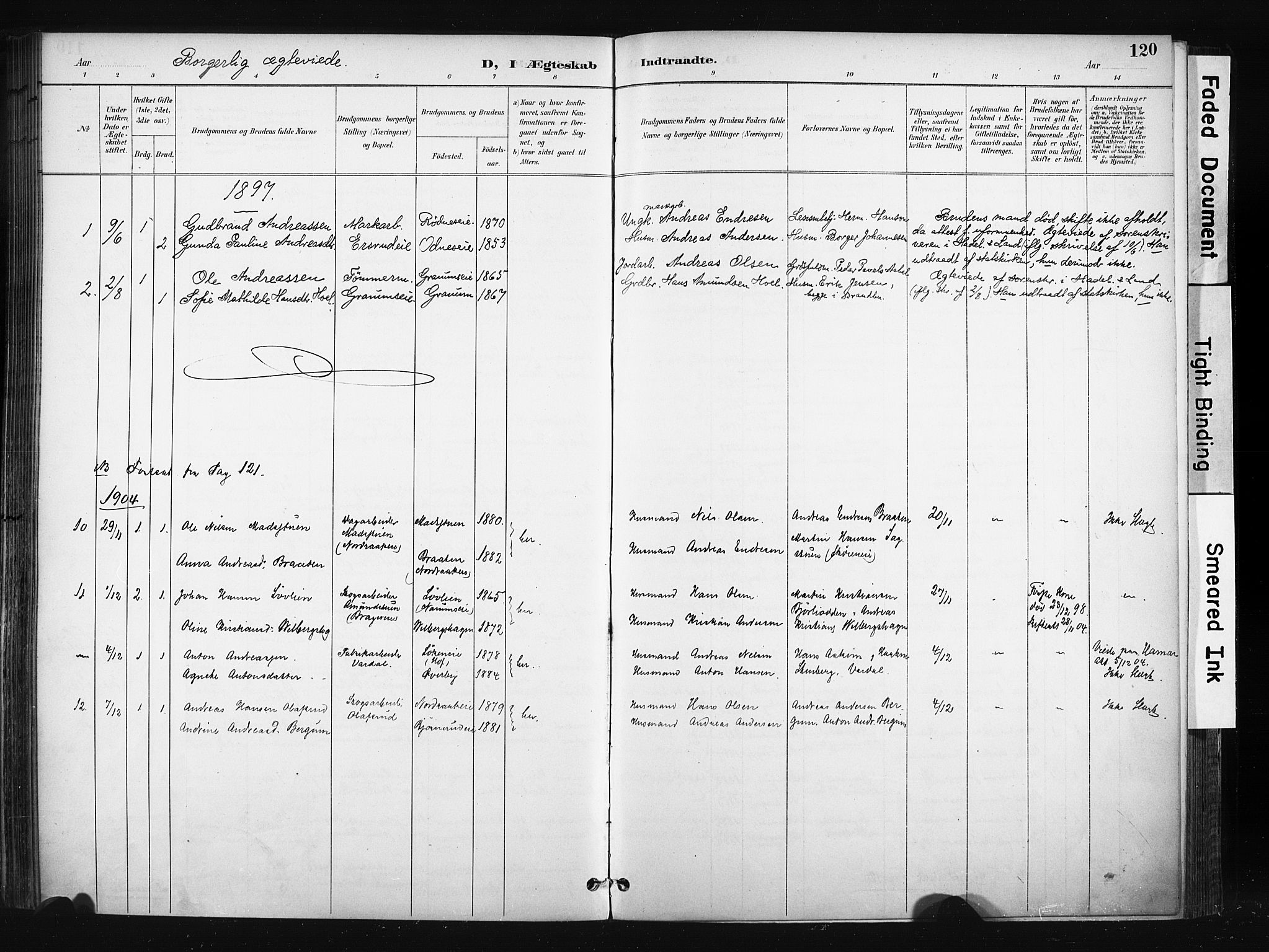Søndre Land prestekontor, SAH/PREST-122/K/L0004: Parish register (official) no. 4, 1895-1904, p. 120