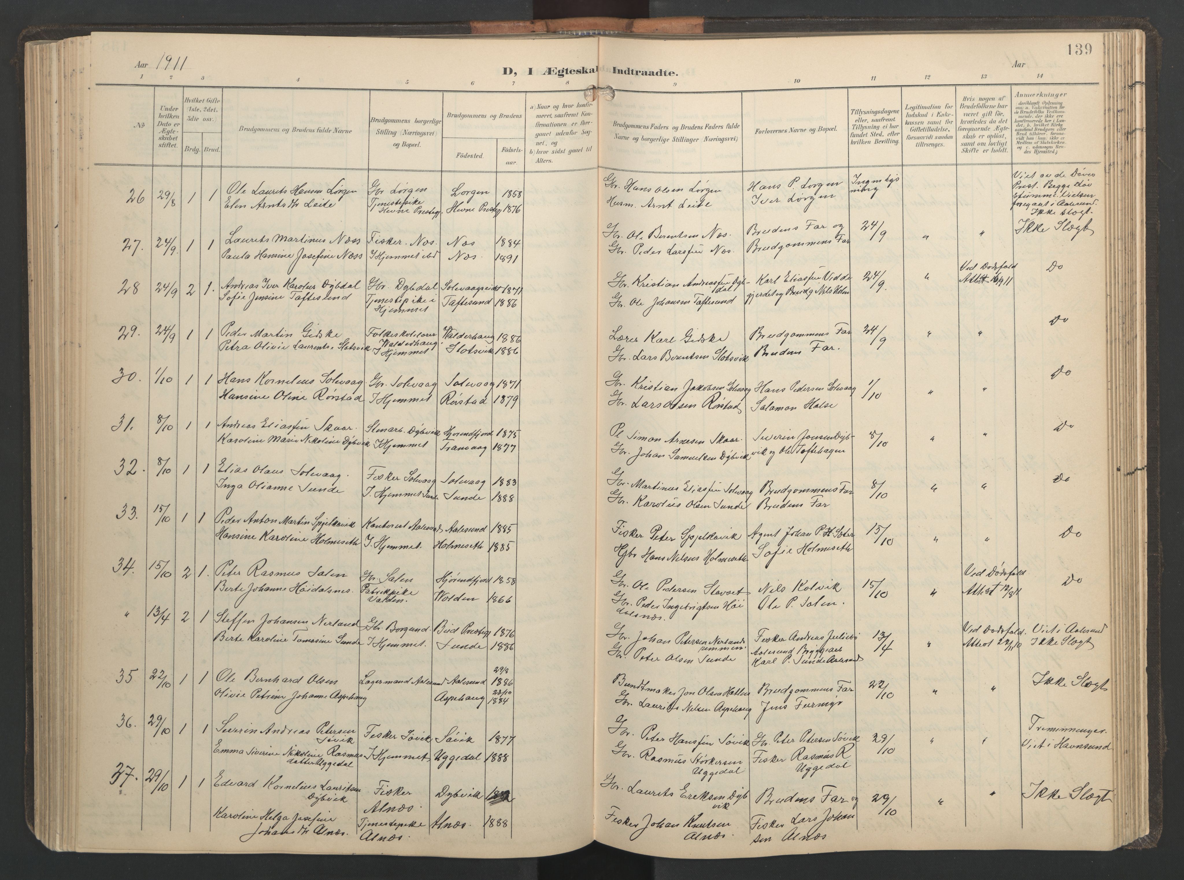 Ministerialprotokoller, klokkerbøker og fødselsregistre - Møre og Romsdal, AV/SAT-A-1454/528/L0433: Parish register (copy) no. 528C14, 1899-1922, p. 139