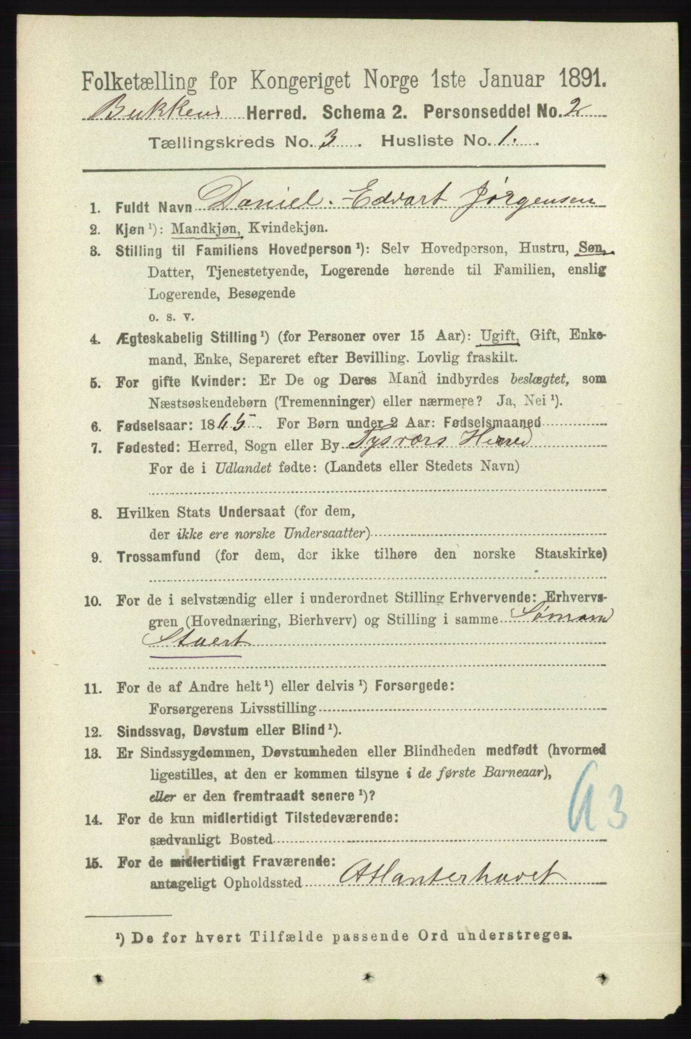 RA, 1891 census for 1145 Bokn, 1891, p. 627