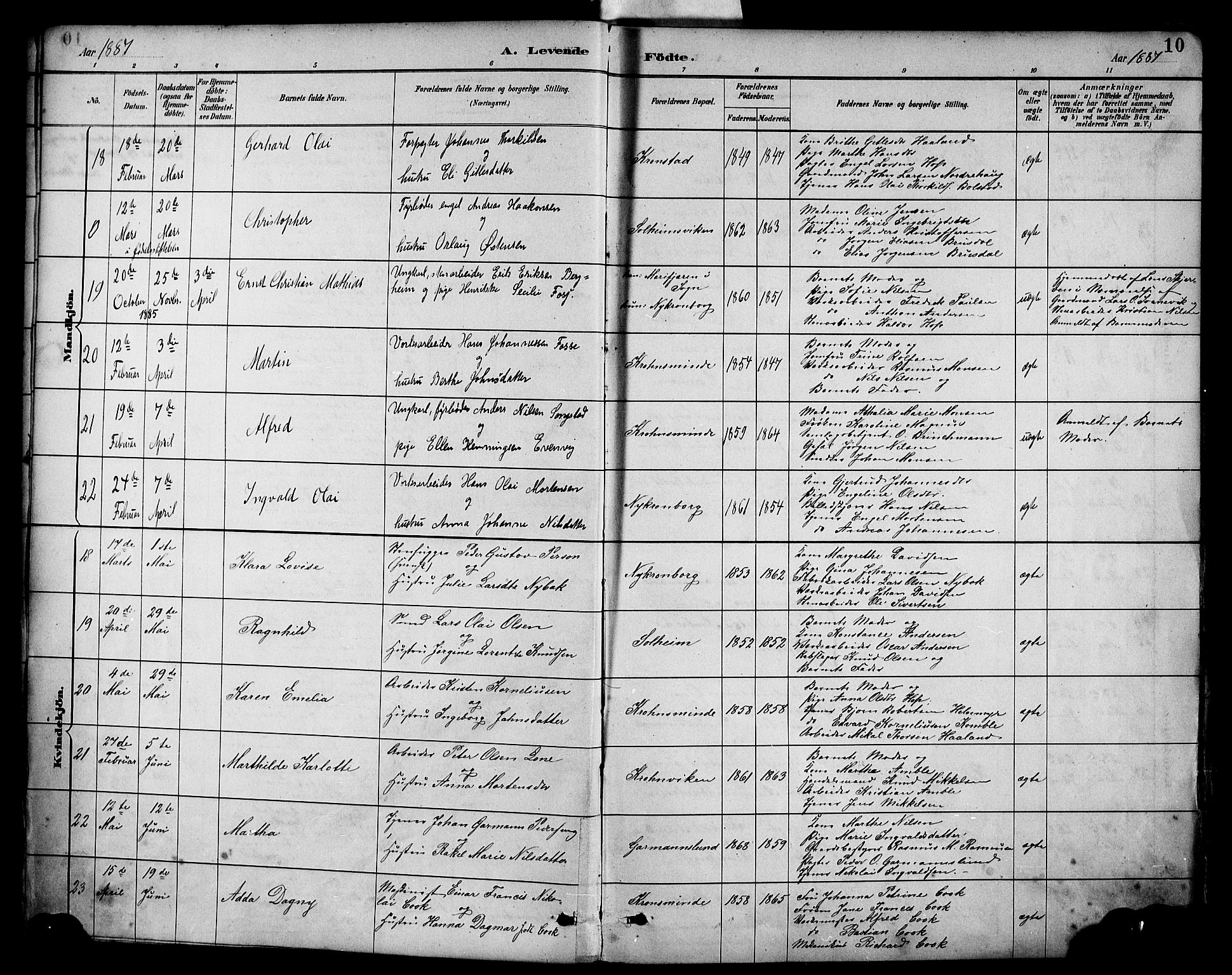 Årstad Sokneprestembete, AV/SAB-A-79301/H/Haa/L0001: Parish register (official) no. A 1, 1886-1901, p. 10