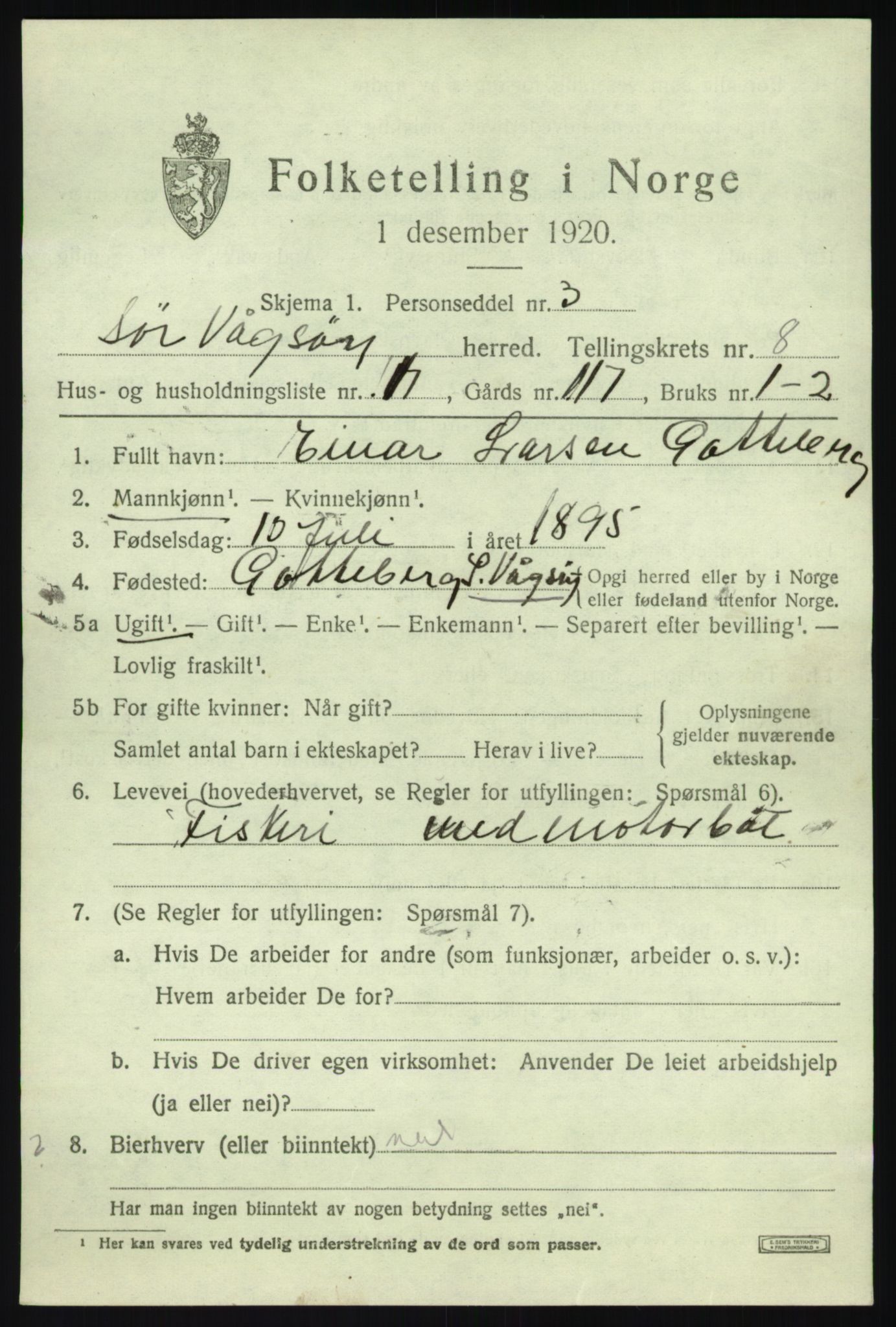 SAB, 1920 census for Sør-Vågsøy, 1920, p. 4784