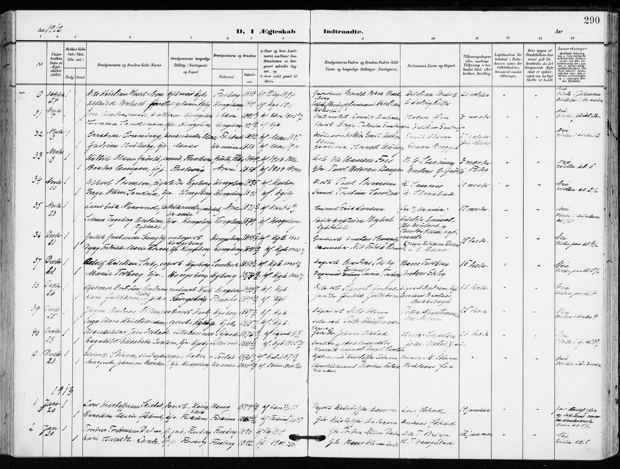 Kongsberg kirkebøker, SAKO/A-22/F/Fb/L0004: Parish register (official) no. II 4, 1906-1918, p. 290