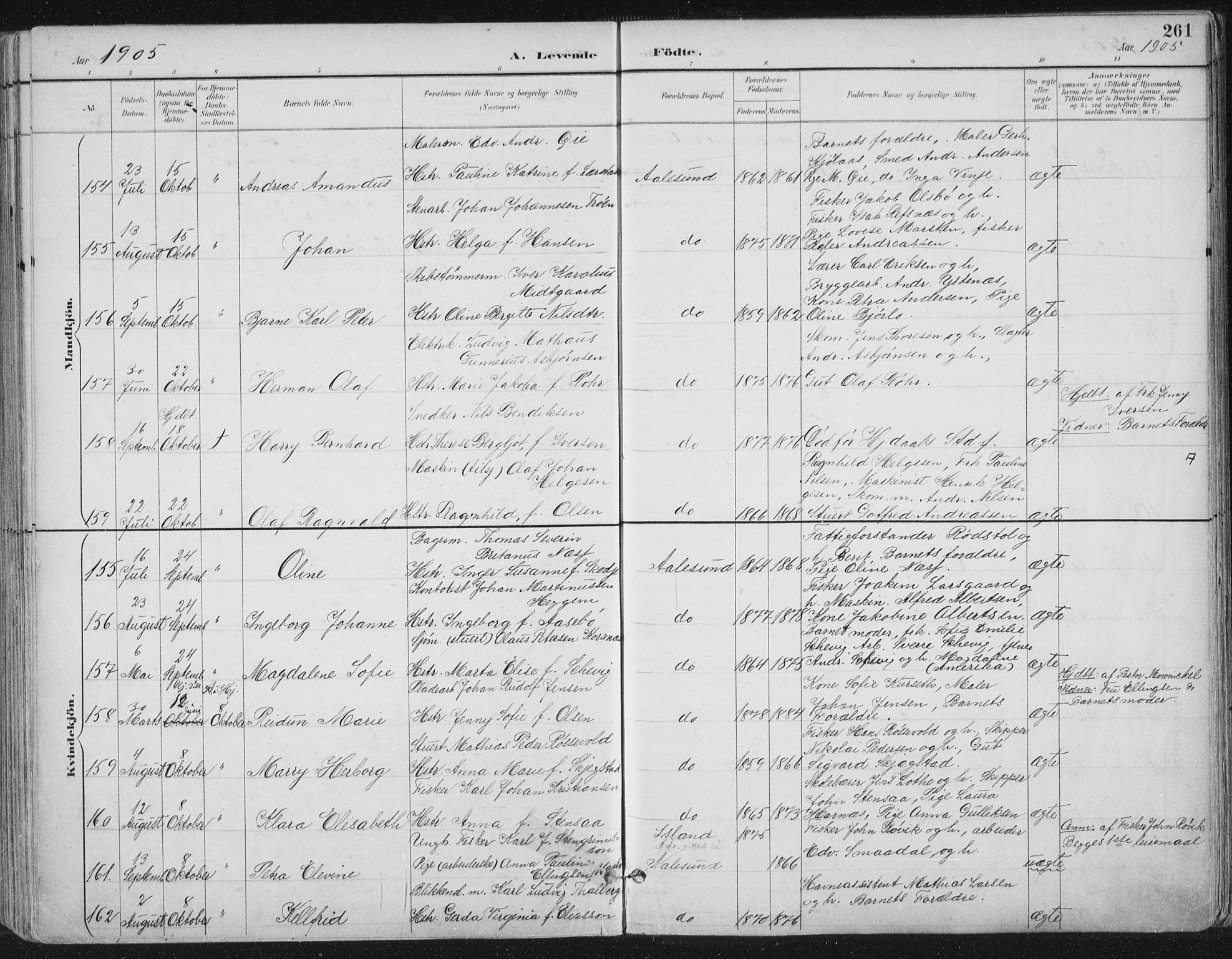 Ministerialprotokoller, klokkerbøker og fødselsregistre - Møre og Romsdal, AV/SAT-A-1454/529/L0456: Parish register (official) no. 529A06, 1894-1906, p. 261