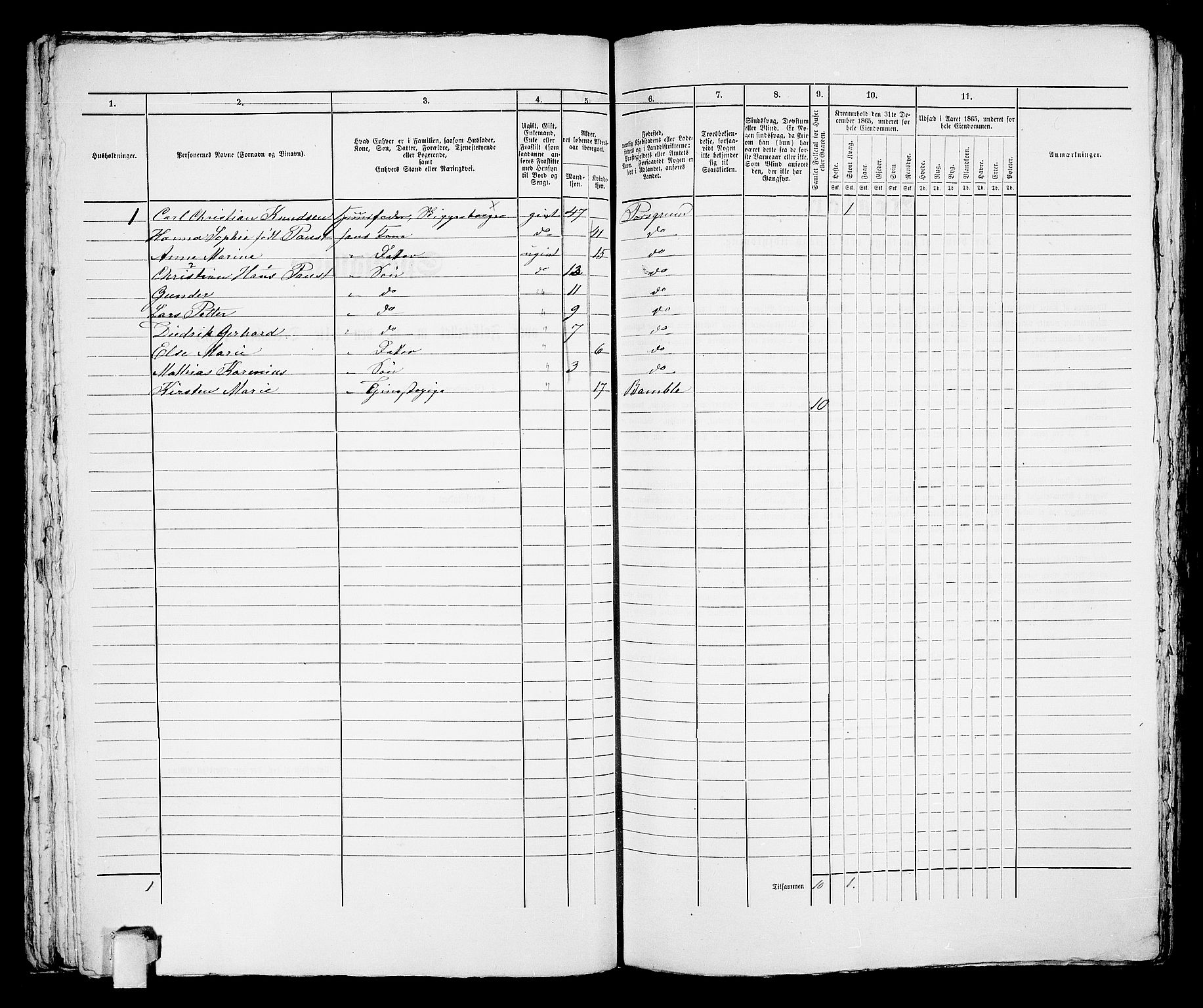 RA, 1865 census for Porsgrunn, 1865, p. 49