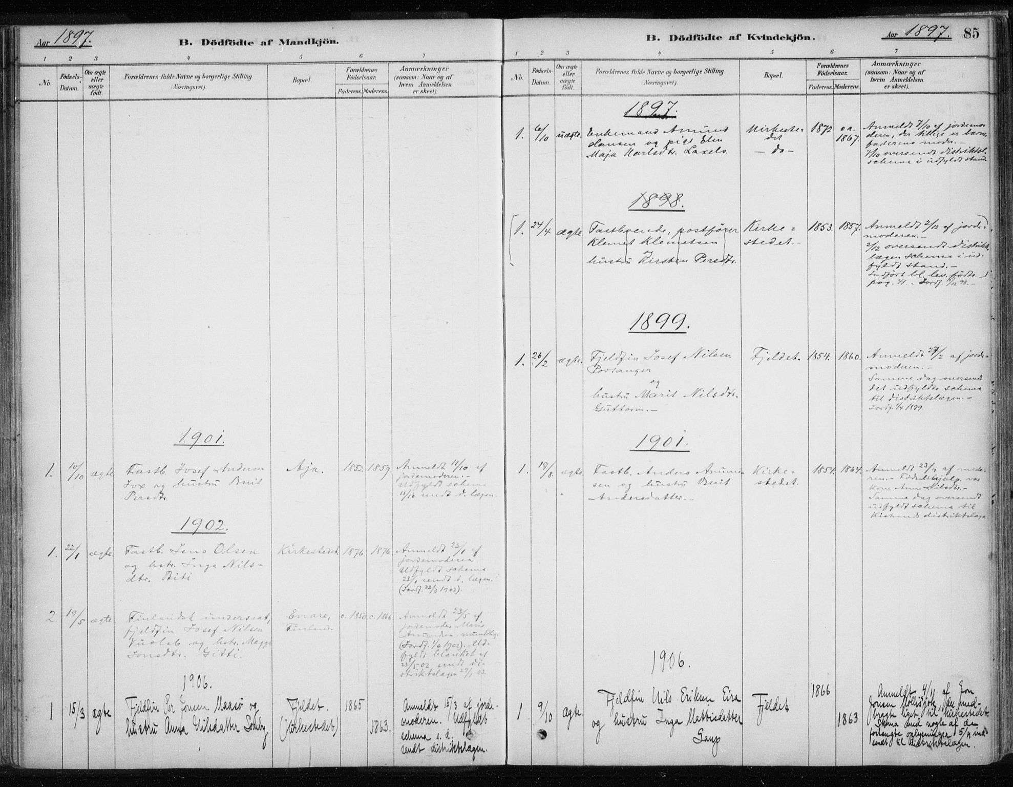 Karasjok sokneprestkontor, SATØ/S-1352/H/Ha/L0002kirke: Parish register (official) no. 2, 1885-1906, p. 85