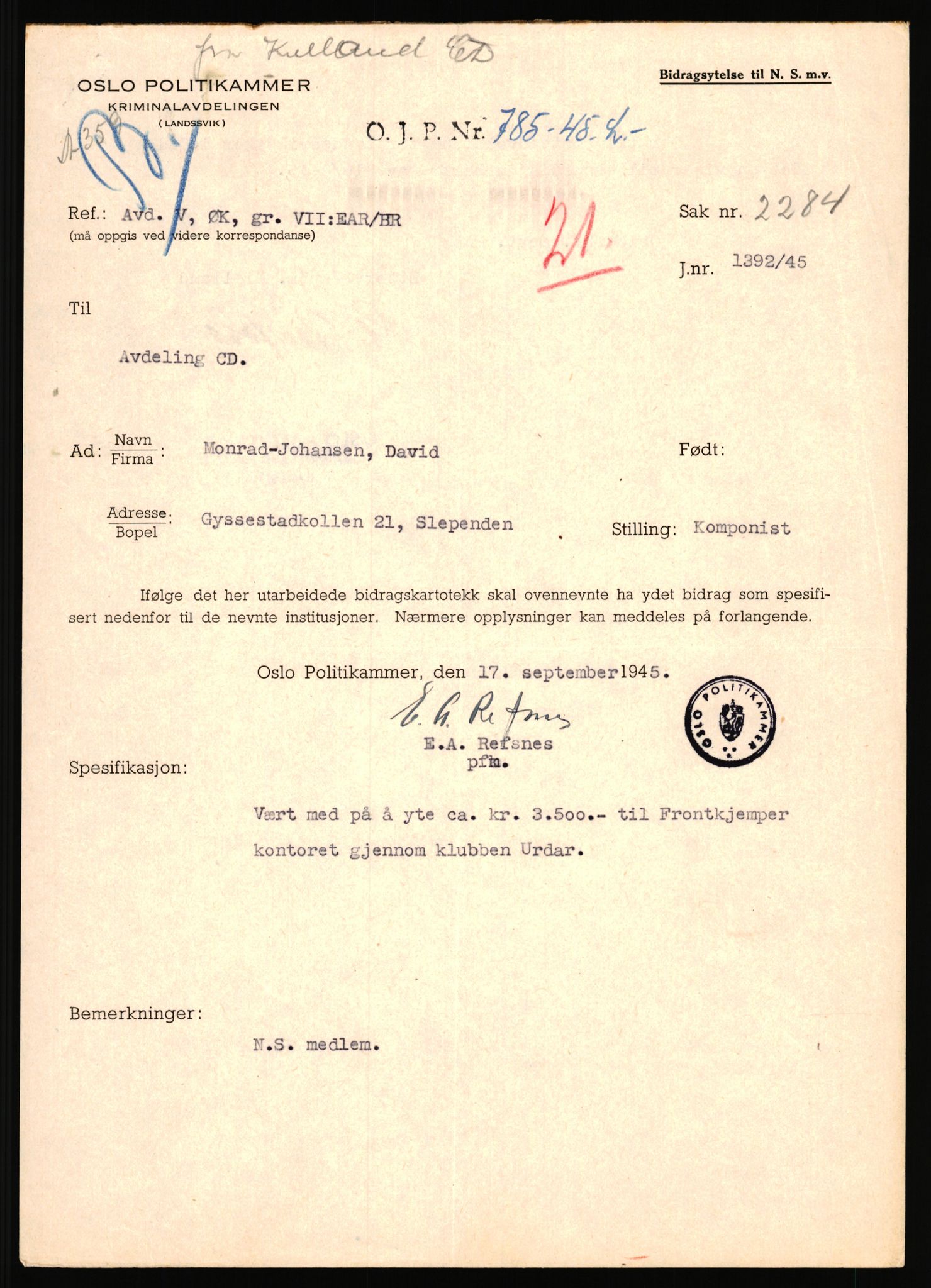 Landssvikarkivet, Oslo politikammer, RA/S-3138-01/D/Da/L0178/0008: Dommer, dnr. 1225 - 1232 / Dnr. 1232, 1945-1948, p. 47