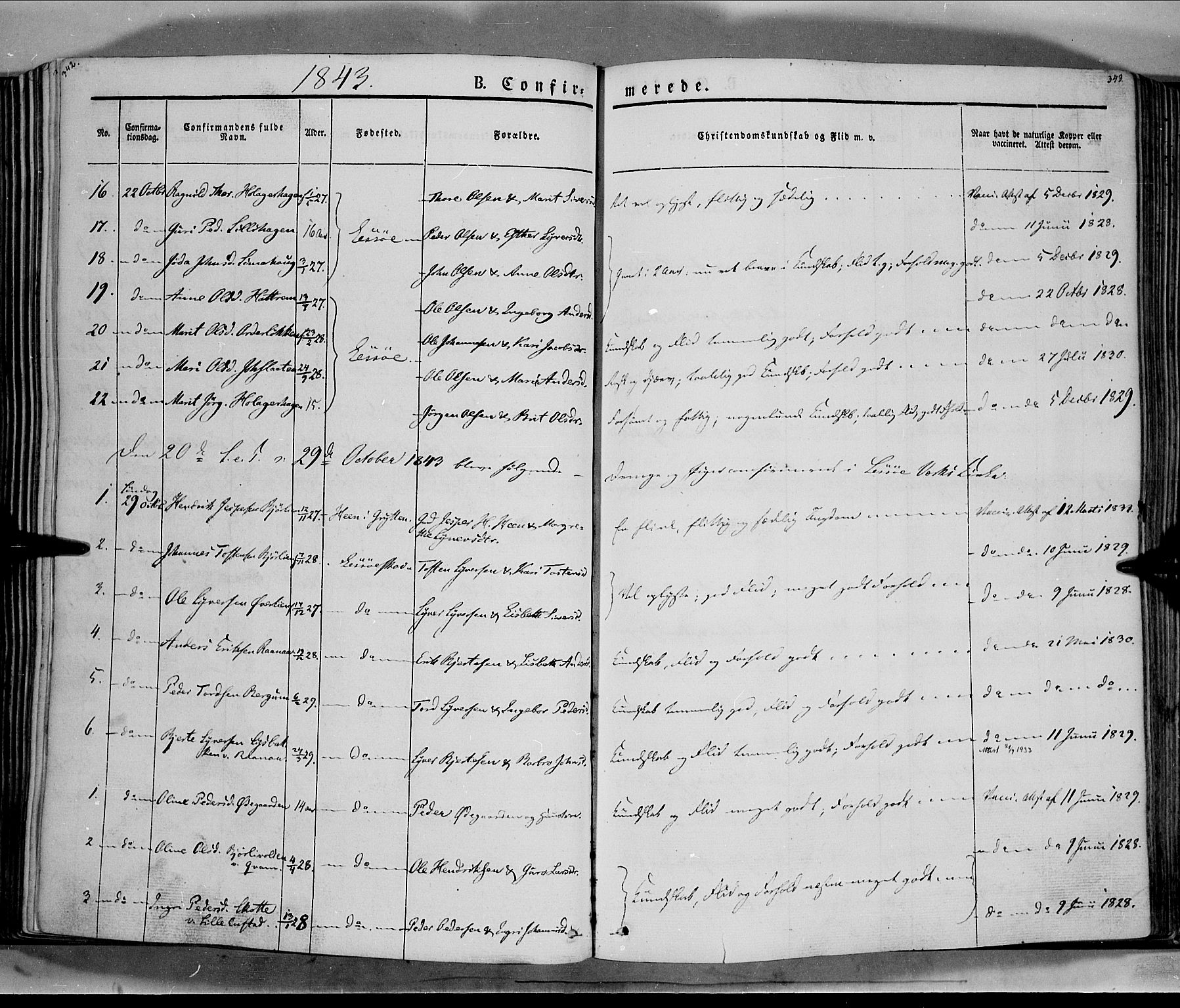 Lesja prestekontor, SAH/PREST-068/H/Ha/Haa/L0006: Parish register (official) no. 6A, 1843-1854, p. 342-343
