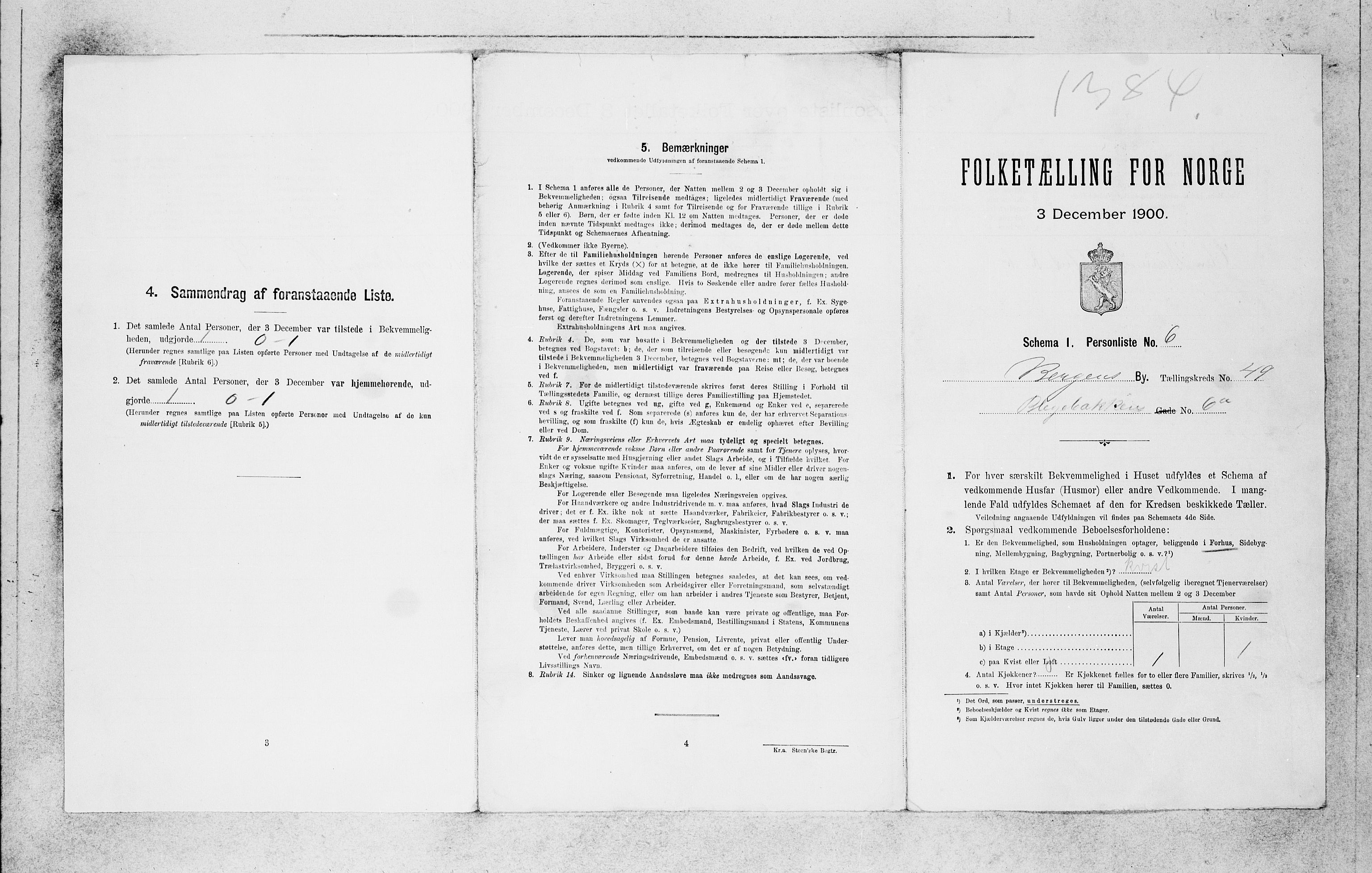 SAB, 1900 census for Bergen, 1900, p. 9697