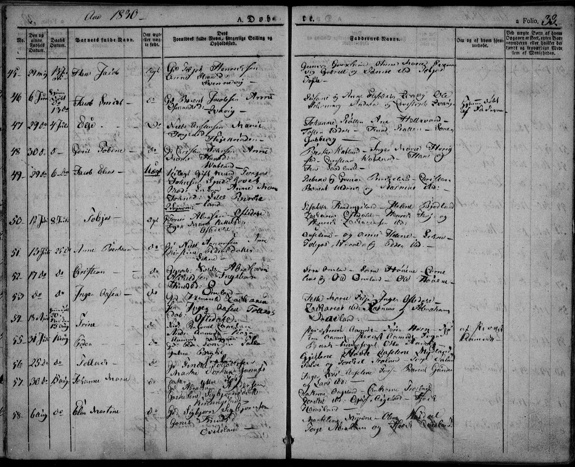 Lyngdal sokneprestkontor, SAK/1111-0029/F/Fa/Fac/L0007: Parish register (official) no. A 7, 1825-1838, p. 33