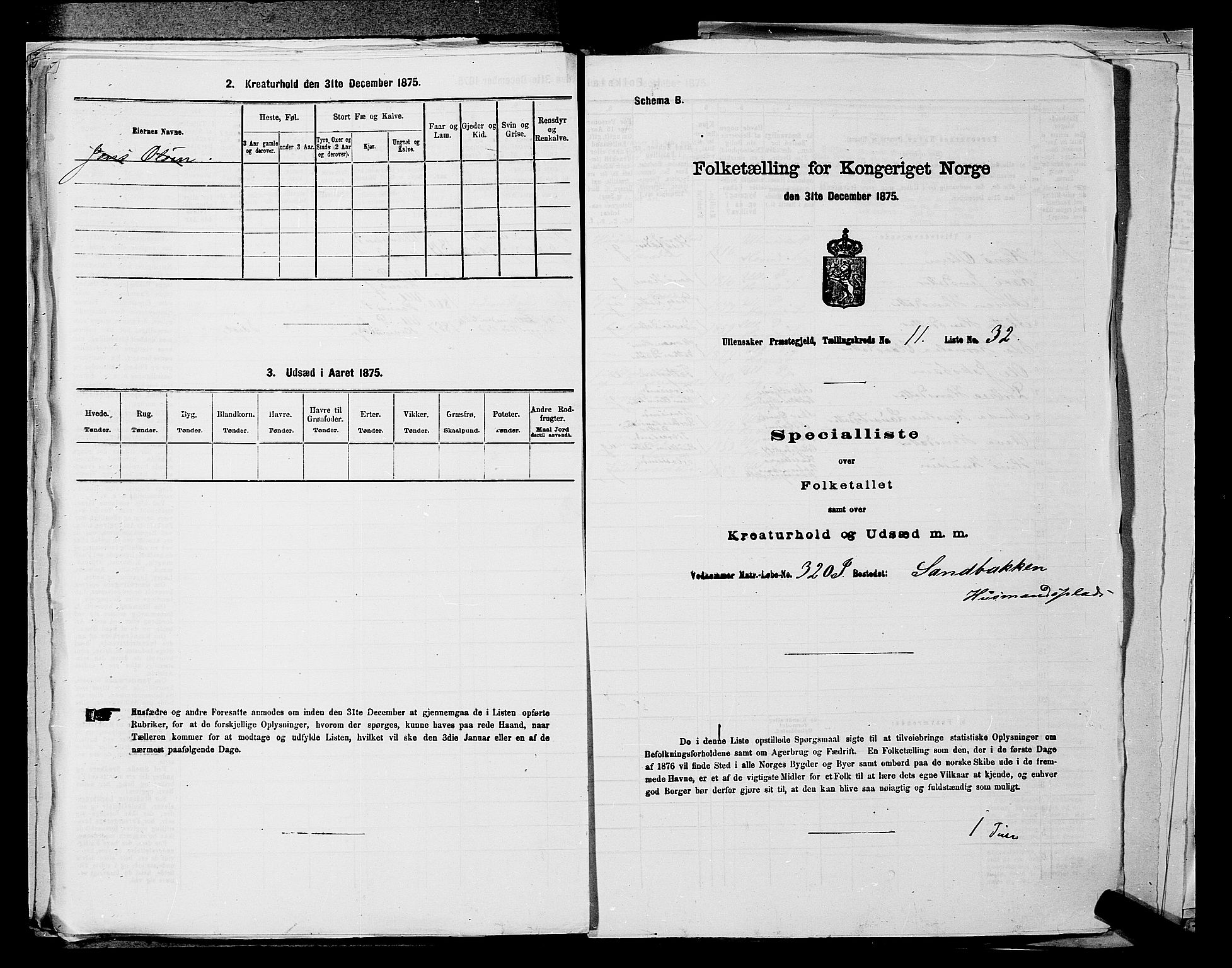 RA, 1875 census for 0235P Ullensaker, 1875, p. 1713