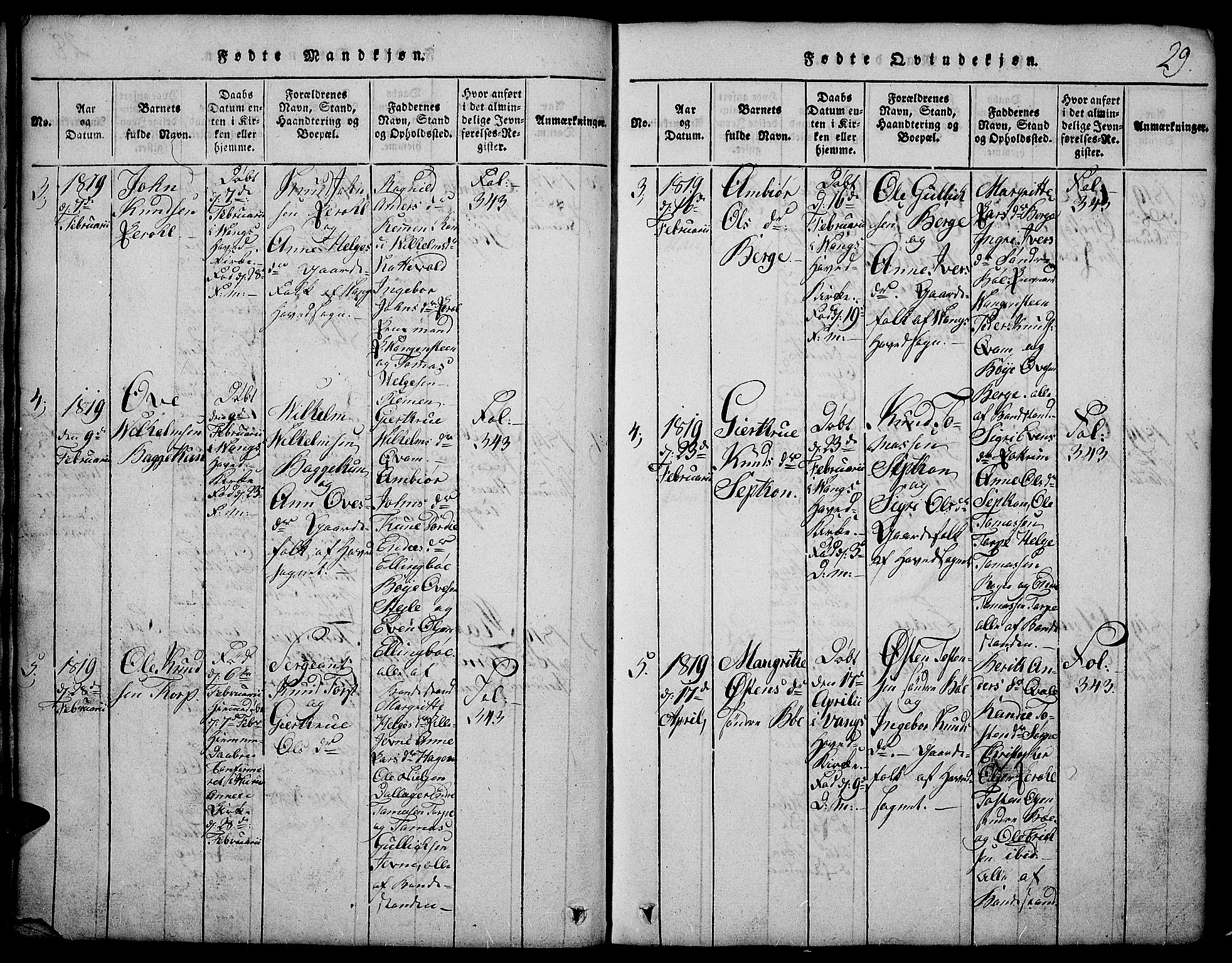 Vang prestekontor, Valdres, SAH/PREST-140/H/Hb/L0002: Parish register (copy) no. 2, 1814-1889, p. 29
