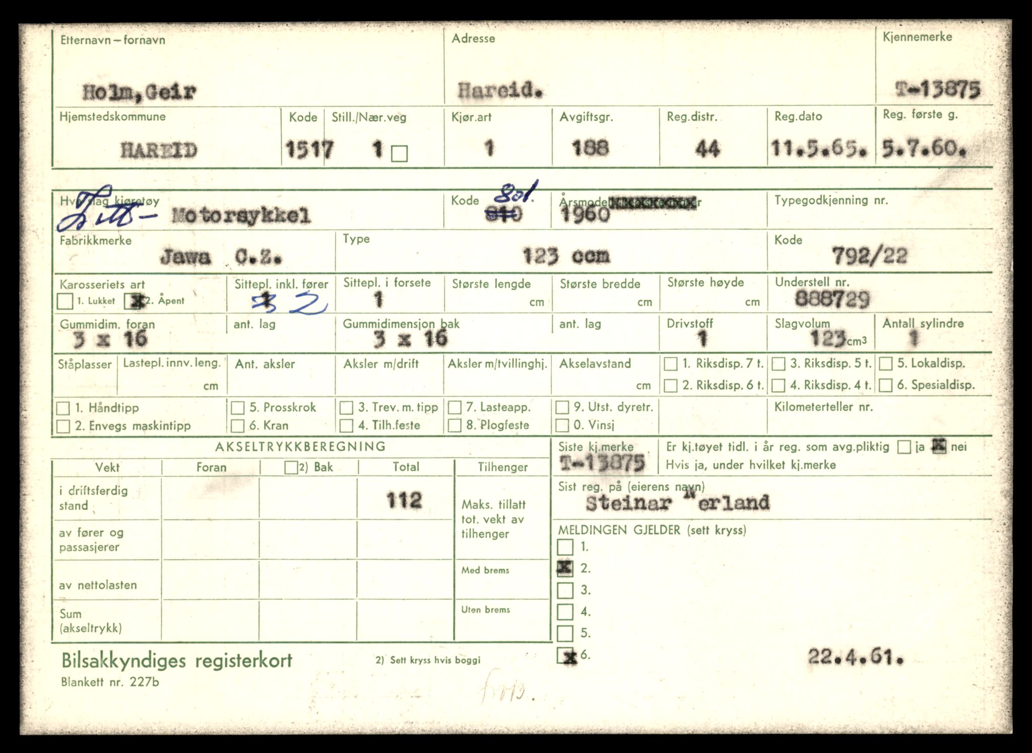 Møre og Romsdal vegkontor - Ålesund trafikkstasjon, AV/SAT-A-4099/F/Fe/L0041: Registreringskort for kjøretøy T 13710 - T 13905, 1927-1998, p. 2921