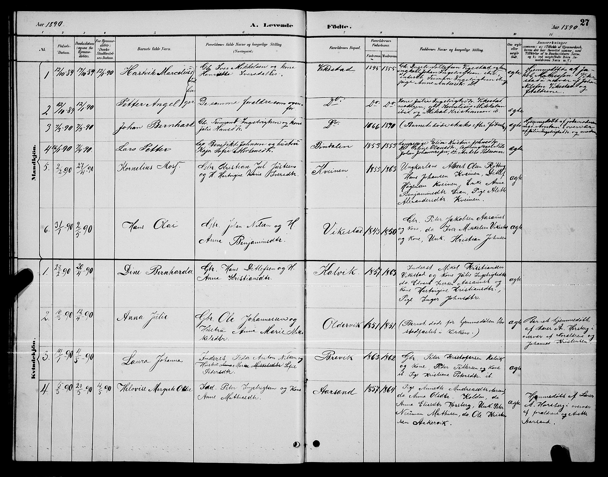 Ministerialprotokoller, klokkerbøker og fødselsregistre - Nordland, AV/SAT-A-1459/810/L0160: Parish register (copy) no. 810C03, 1884-1896, p. 27