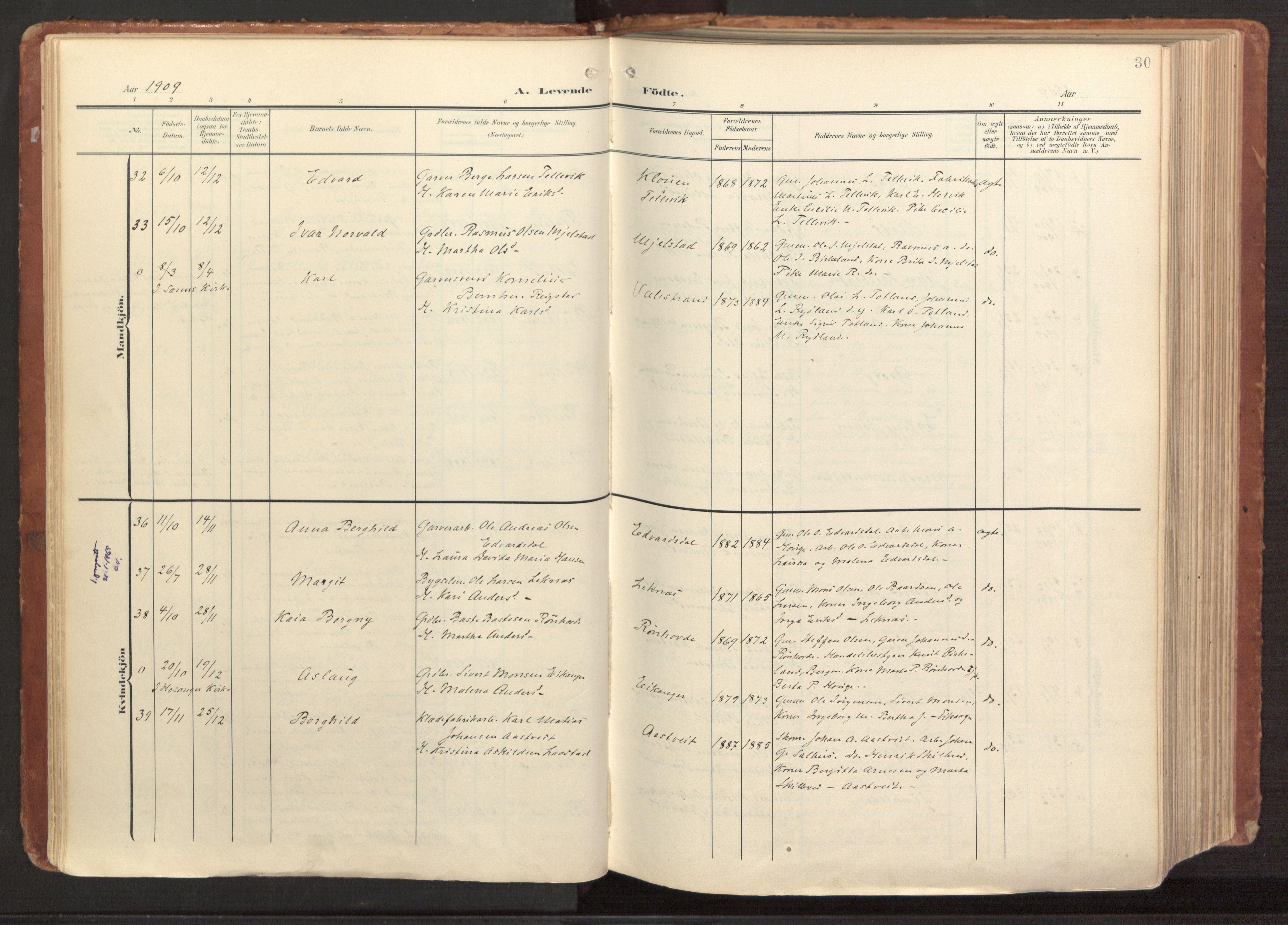 Hamre sokneprestembete, AV/SAB-A-75501/H/Ha/Haa/Haab/L0002: Parish register (official) no. B 2, 1905-1924, p. 30