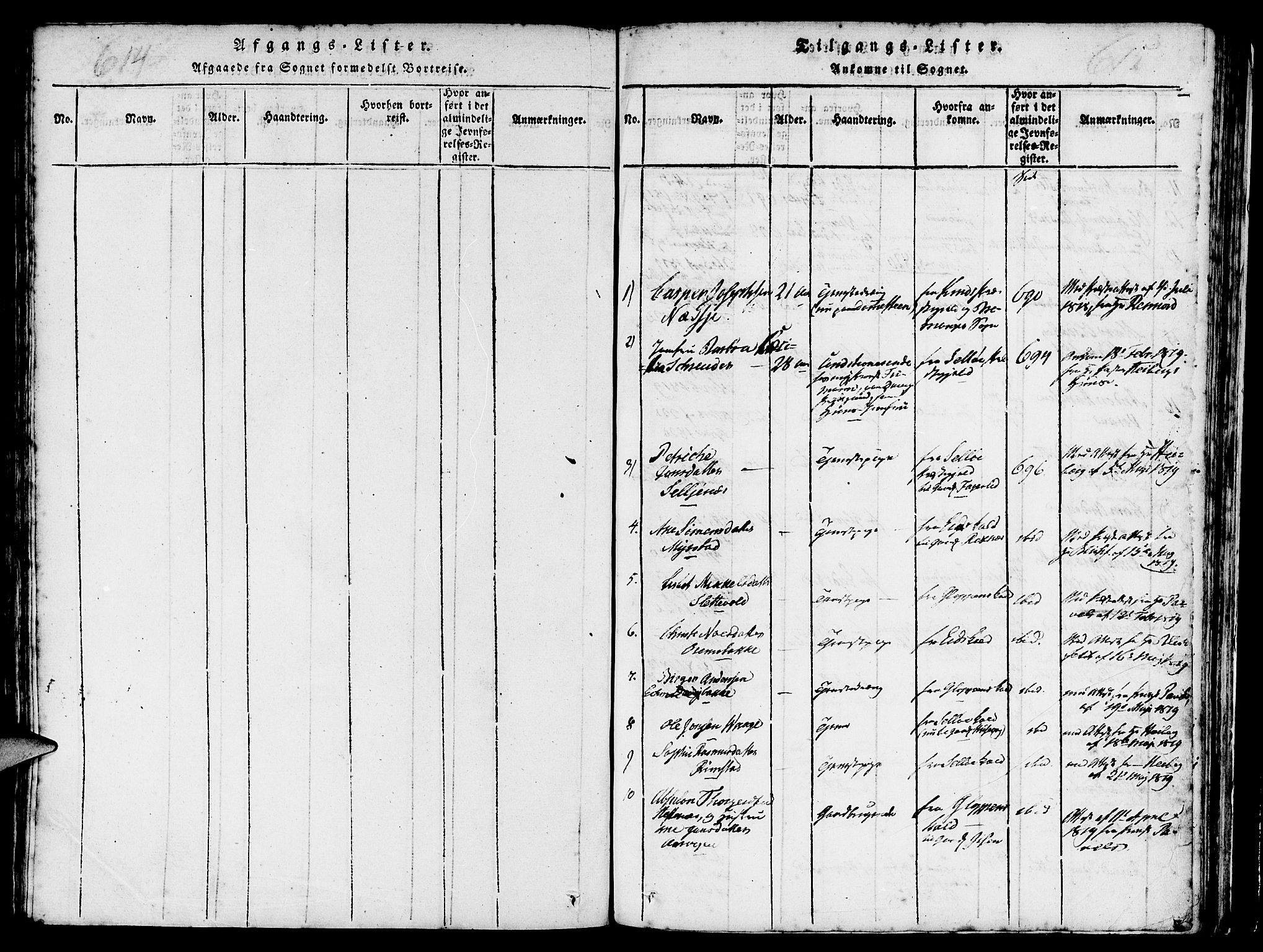 Davik sokneprestembete, SAB/A-79701/H/Haa/Haaa/L0003: Parish register (official) no. A 3, 1816-1830, p. 614-615