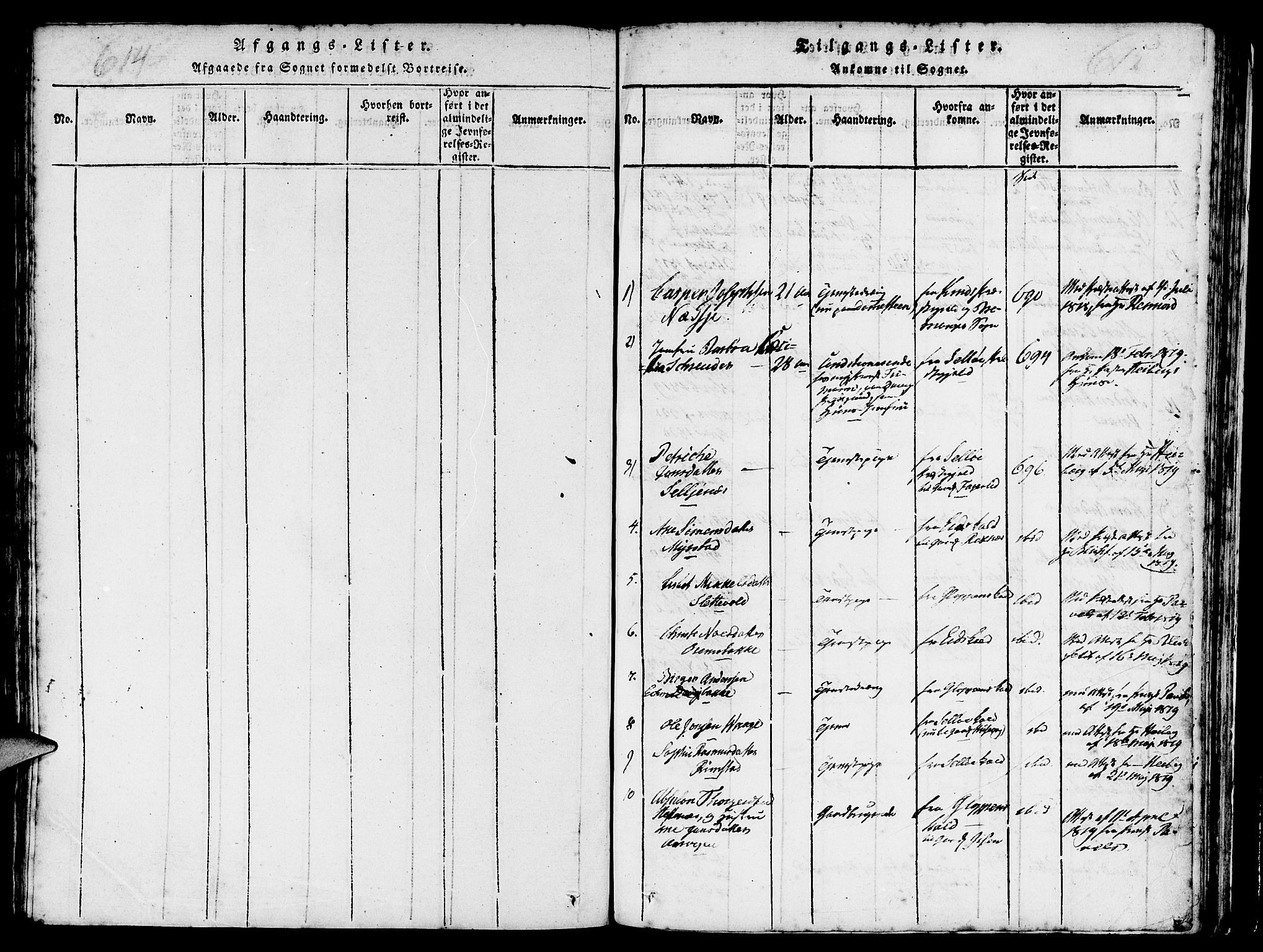 Davik sokneprestembete, AV/SAB-A-79701/H/Haa/Haaa/L0003: Parish register (official) no. A 3, 1816-1830, p. 614-615