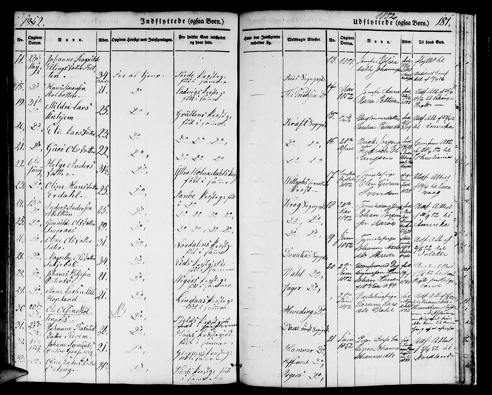 Domkirken sokneprestembete, SAB/A-74801/H/Hab/L0029: Parish register (copy) no. D 1, 1839-1857, p. 181