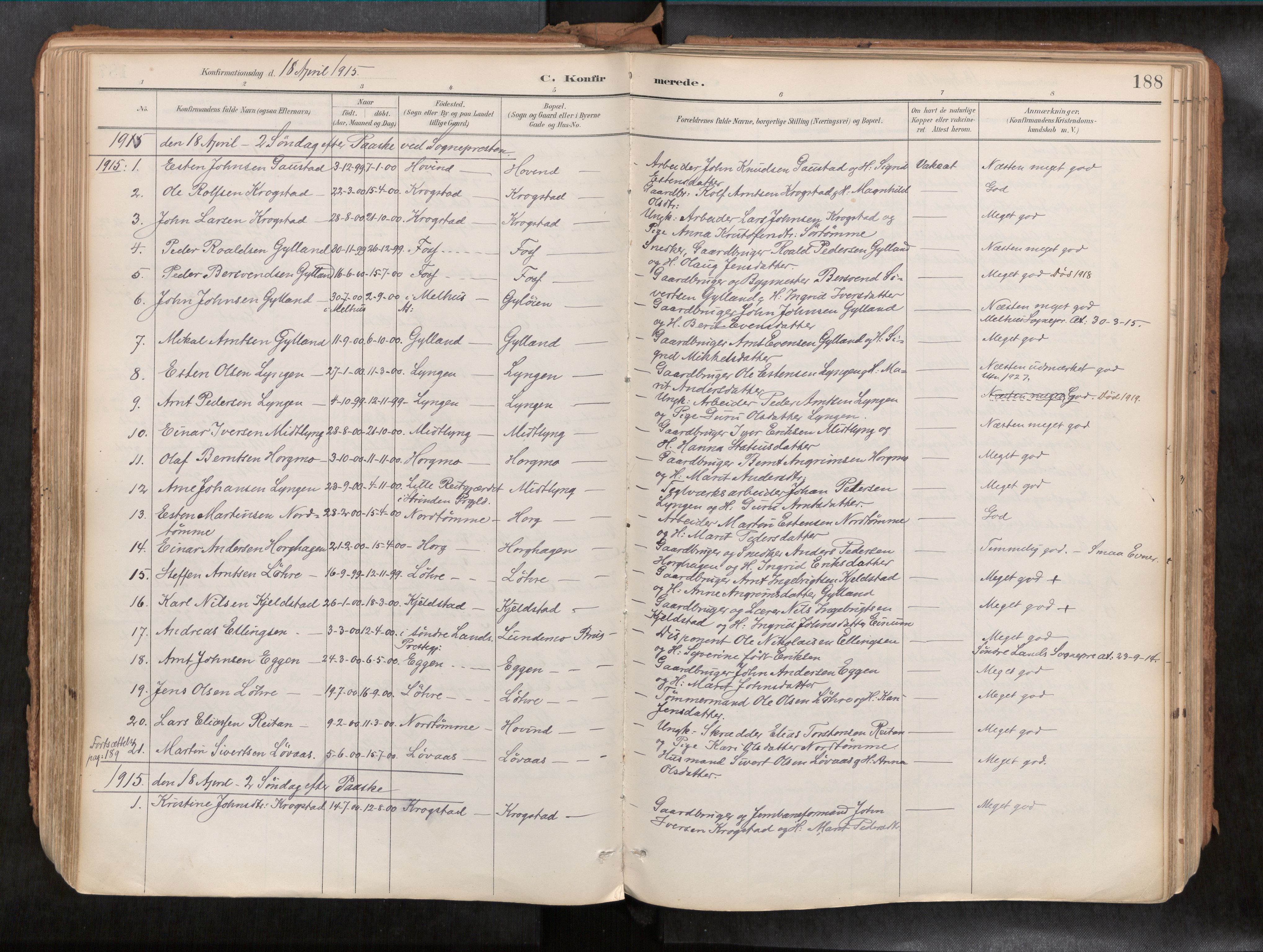 Ministerialprotokoller, klokkerbøker og fødselsregistre - Sør-Trøndelag, SAT/A-1456/692/L1105b: Parish register (official) no. 692A06, 1891-1934, p. 188