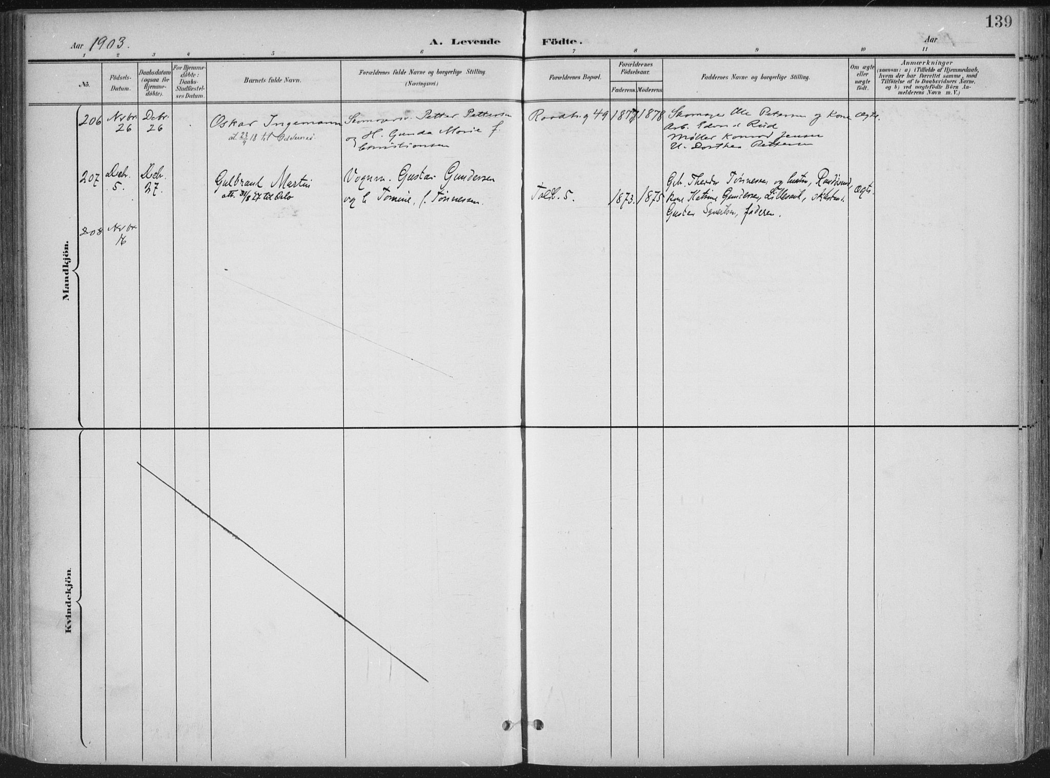 Kristiansand domprosti, SAK/1112-0006/F/Fa/L0021: Parish register (official) no. A 20, 1898-1908, p. 139
