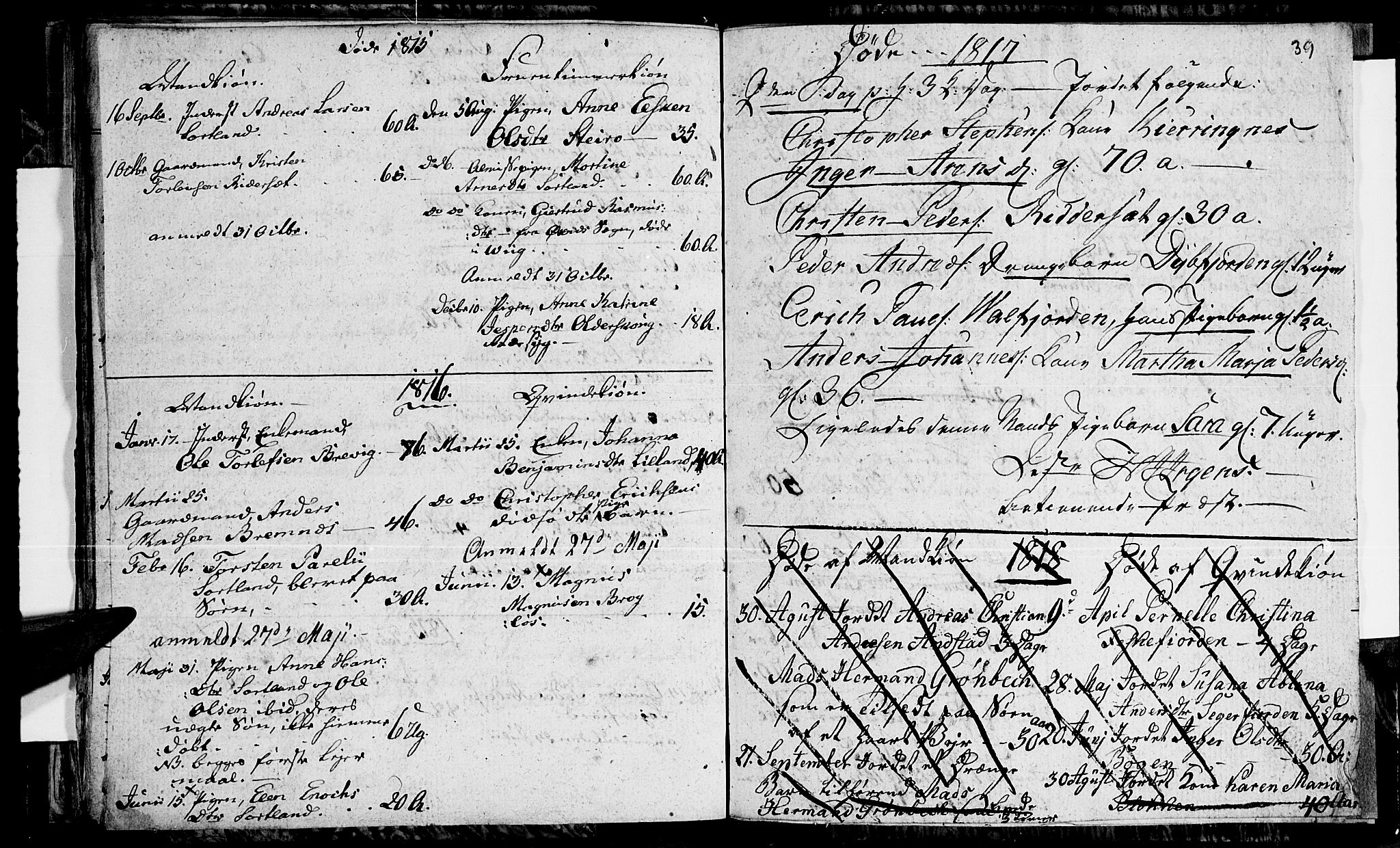 Ministerialprotokoller, klokkerbøker og fødselsregistre - Nordland, SAT/A-1459/895/L1368: Parish register (official) no. 895A03, 1812-1818, p. 39