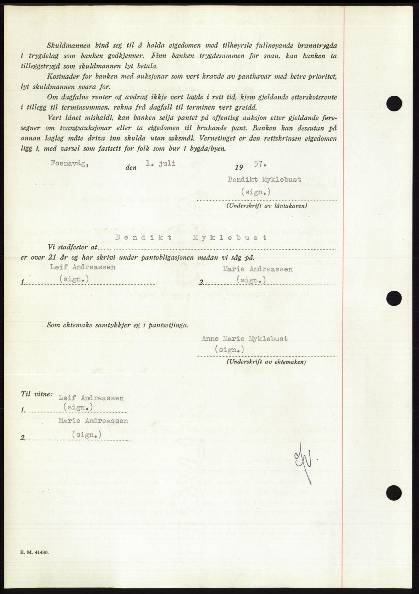 Søre Sunnmøre sorenskriveri, AV/SAT-A-4122/1/2/2C/L0130: Mortgage book no. 18B, 1957-1958, Diary no: : 1896/1957