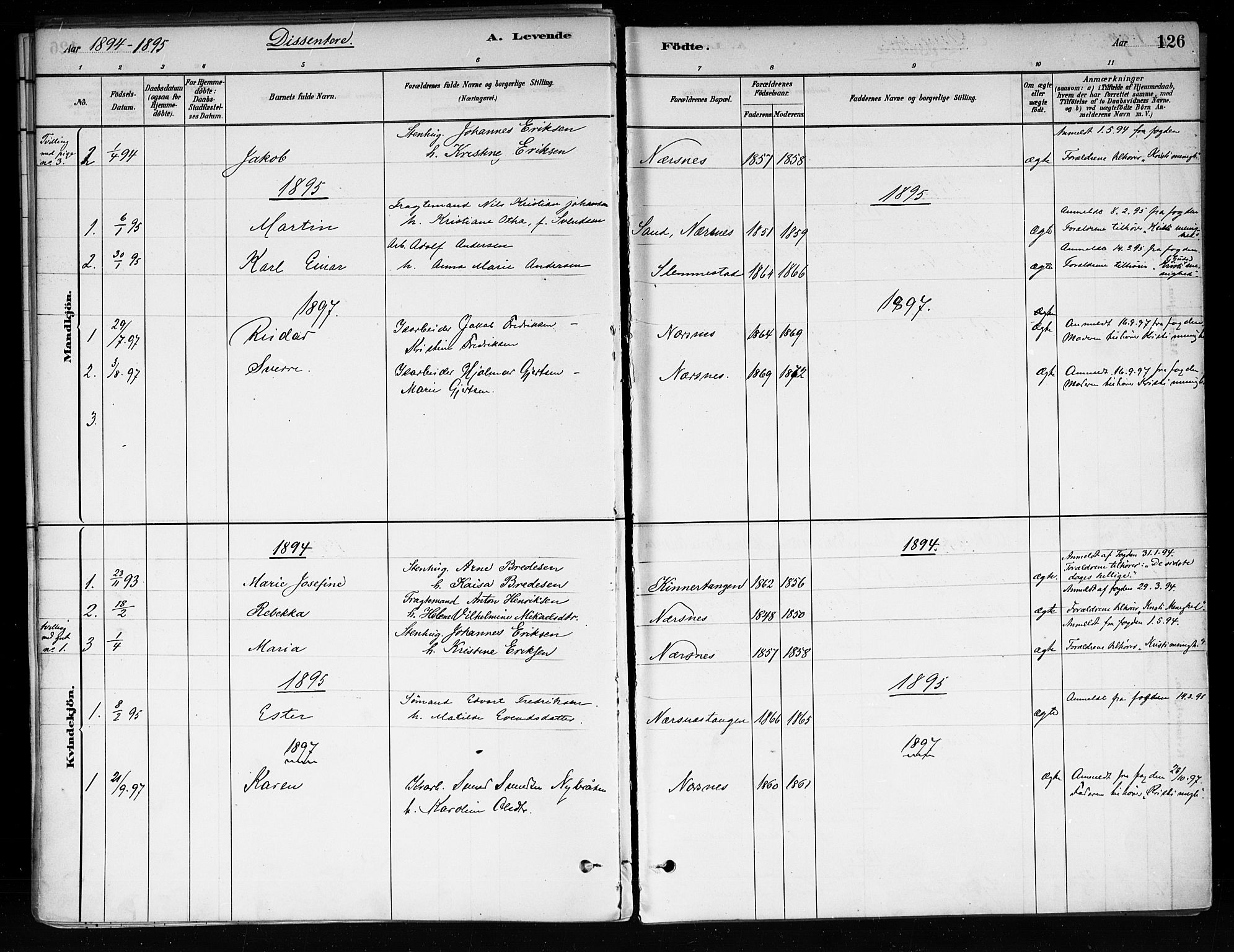 Røyken kirkebøker, SAKO/A-241/F/Fa/L0008: Parish register (official) no. 8, 1880-1897, p. 126