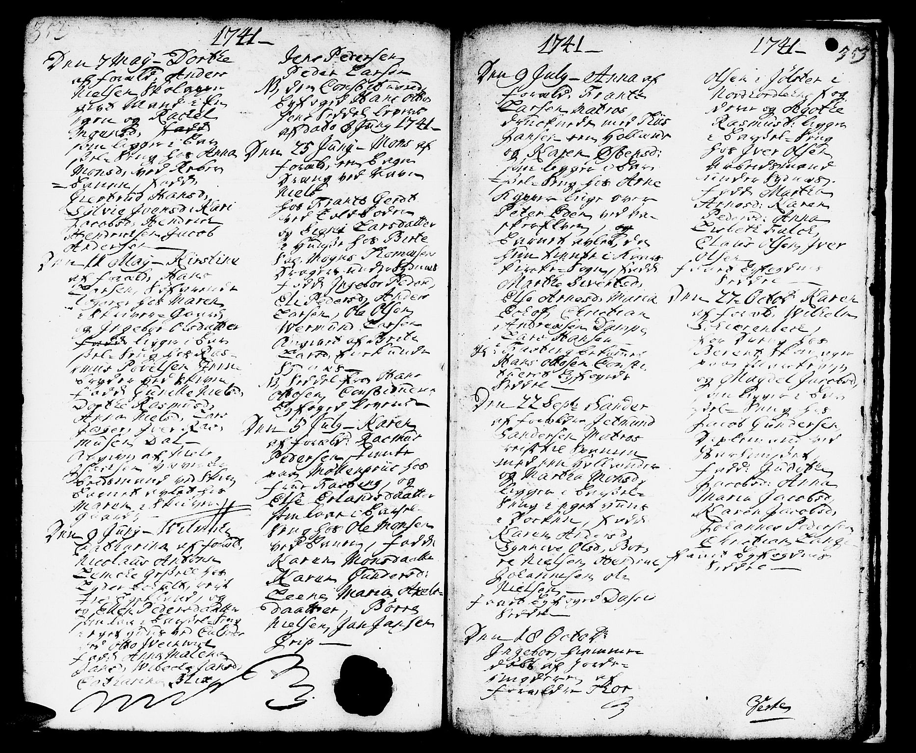 Domkirken sokneprestembete, AV/SAB-A-74801/H/Haa/L0002: Parish register (official) no. A 2, 1733-1750, p. 352-353