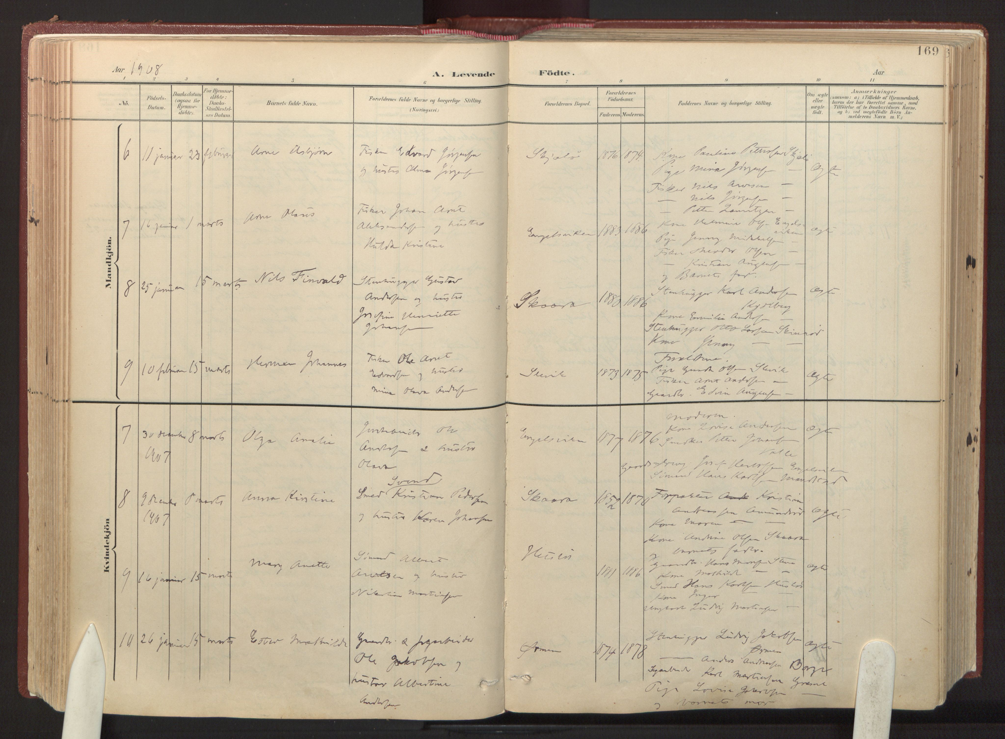 Onsøy prestekontor Kirkebøker, AV/SAO-A-10914/F/Fa/L0008: Parish register (official) no. I 8, 1899-1923, p. 169