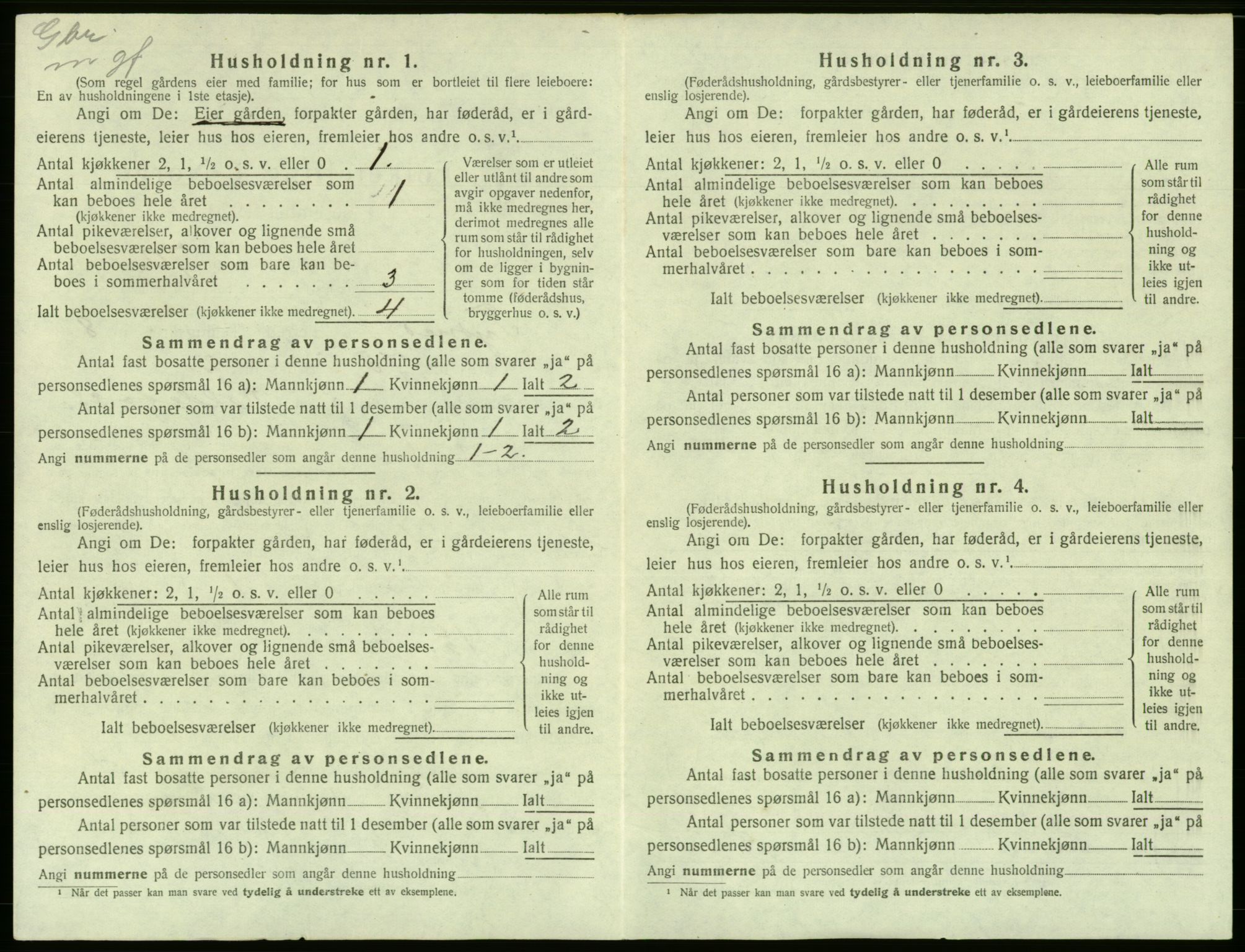 SAB, 1920 census for Tysnes, 1920, p. 810