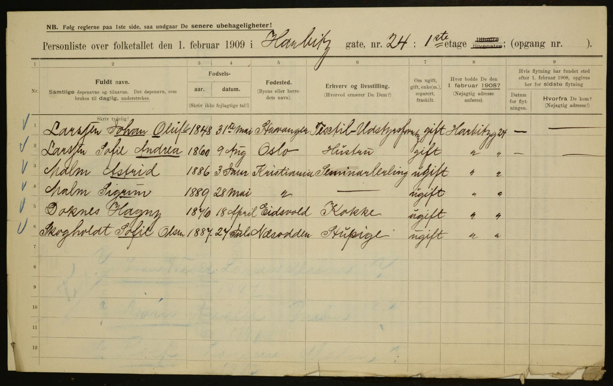 OBA, Municipal Census 1909 for Kristiania, 1909, p. 73486