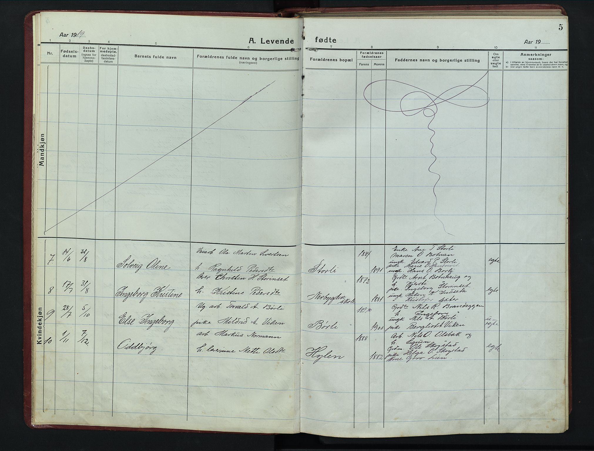 Kvikne prestekontor, AV/SAH-PREST-064/H/Ha/Hab/L0005: Parish register (copy) no. 5, 1919-1943, p. 5