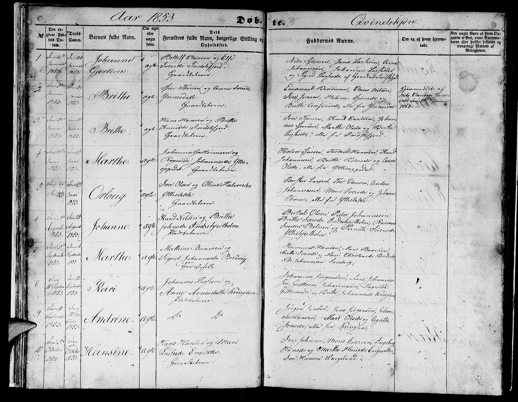 Gulen sokneprestembete, SAB/A-80201/H/Hab/Habc/L0001: Parish register (copy) no. C 1, 1853-1880, p. 38
