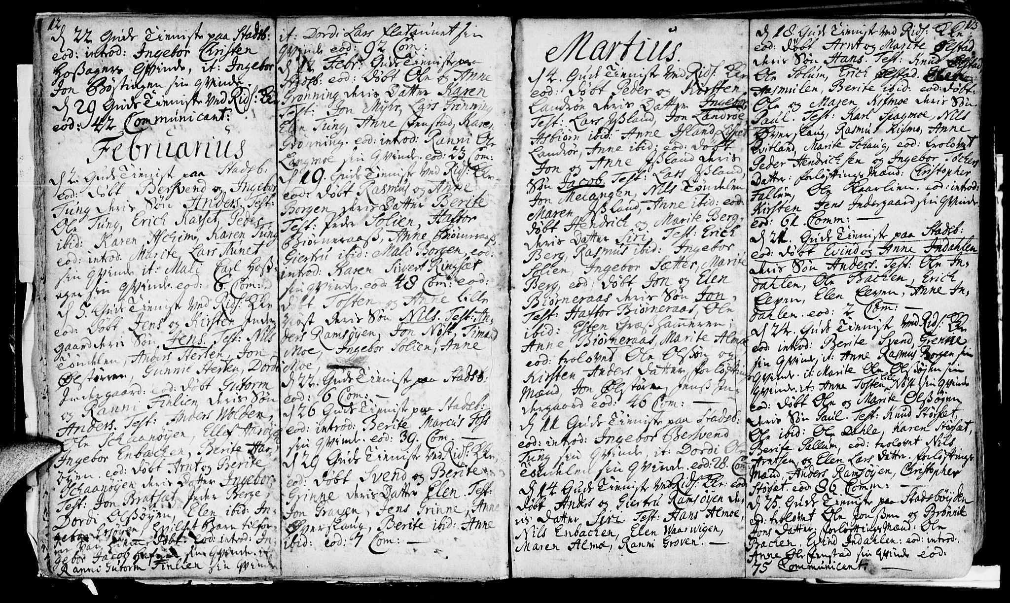 Ministerialprotokoller, klokkerbøker og fødselsregistre - Sør-Trøndelag, SAT/A-1456/646/L0604: Parish register (official) no. 646A02, 1735-1750, p. 12-13