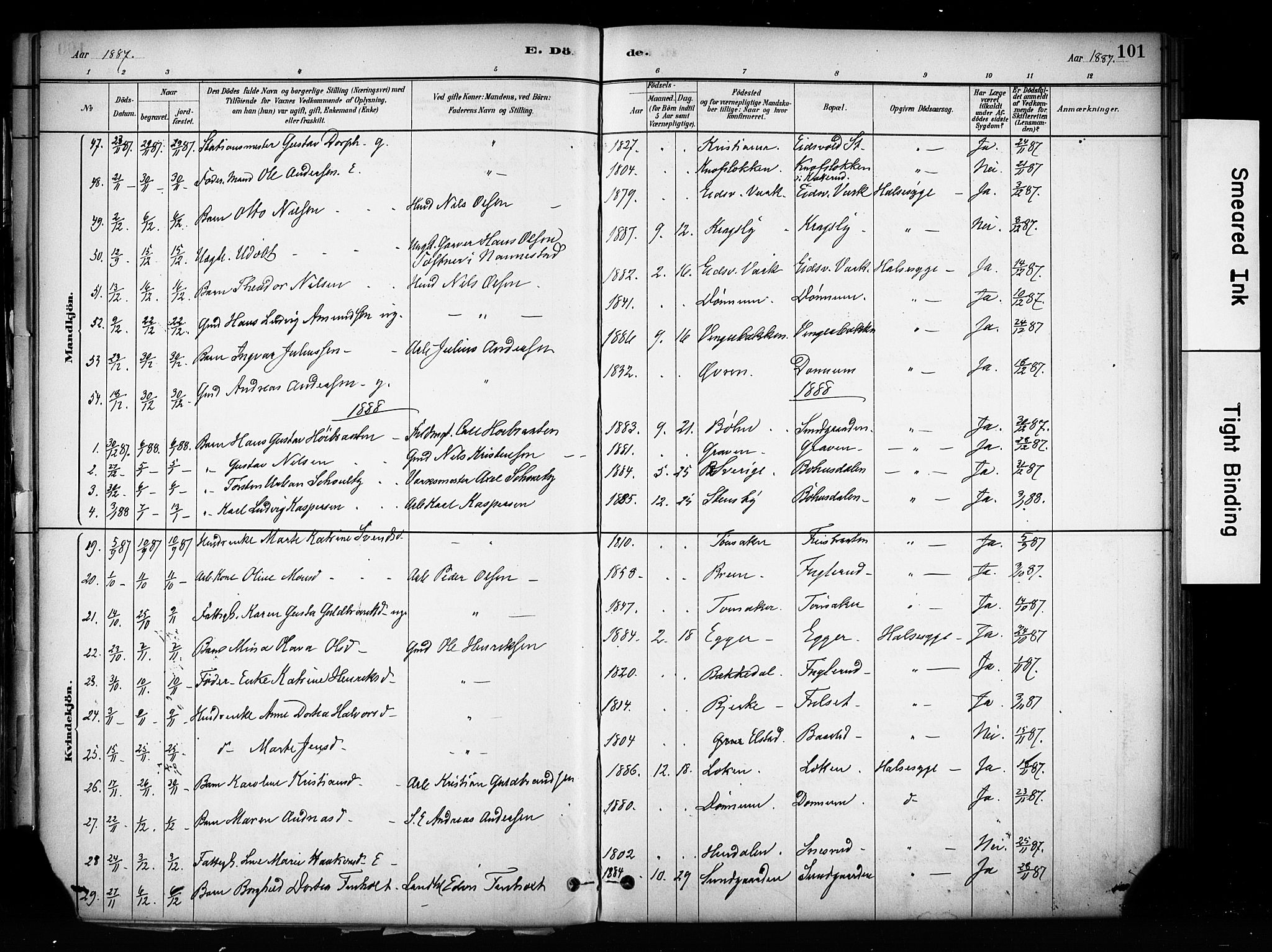 Eidsvoll prestekontor Kirkebøker, SAO/A-10888/F/Fa/L0003: Parish register (official) no. I 3, 1882-1895, p. 101