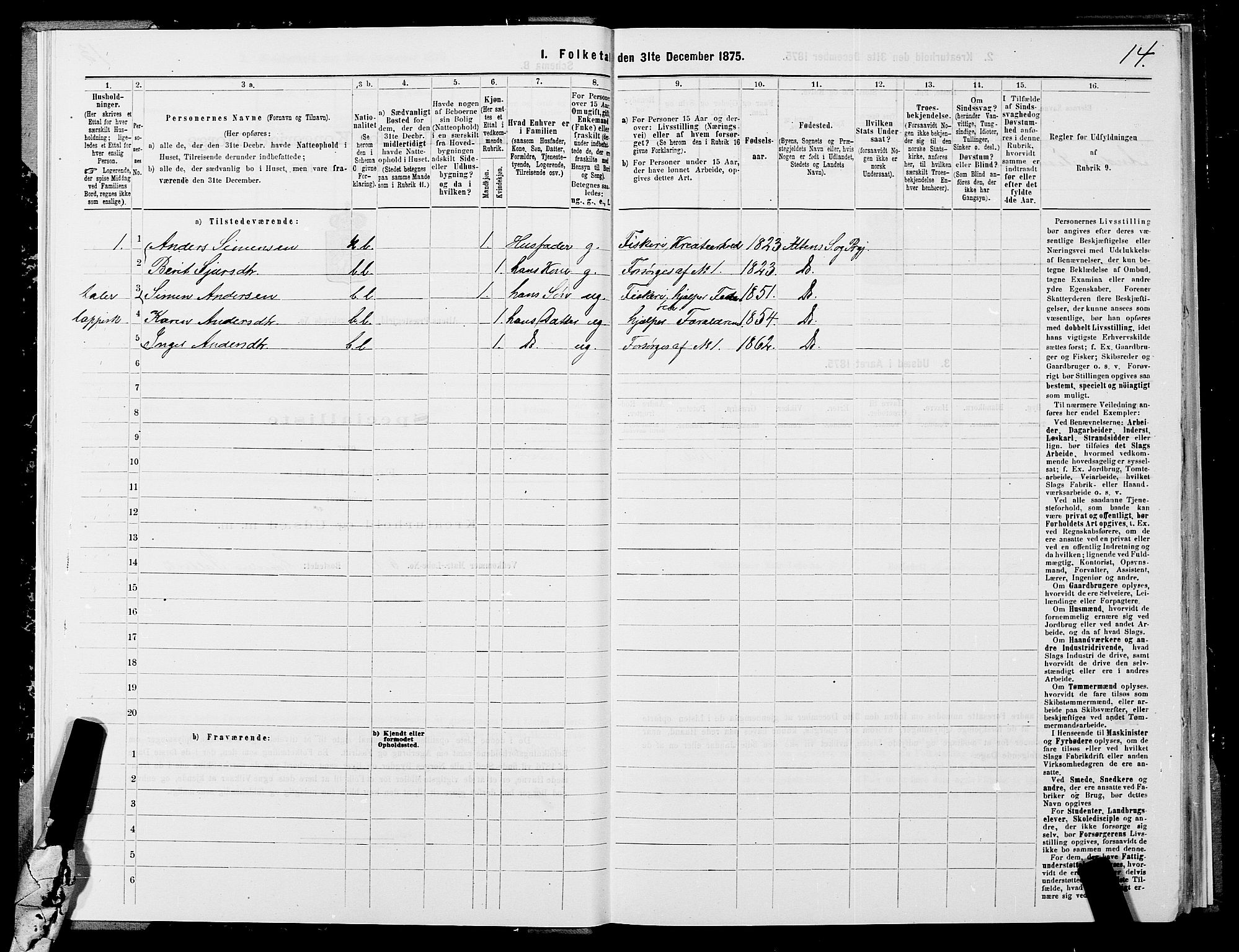 SATØ, 1875 census for 2012P Alta, 1875, p. 1014