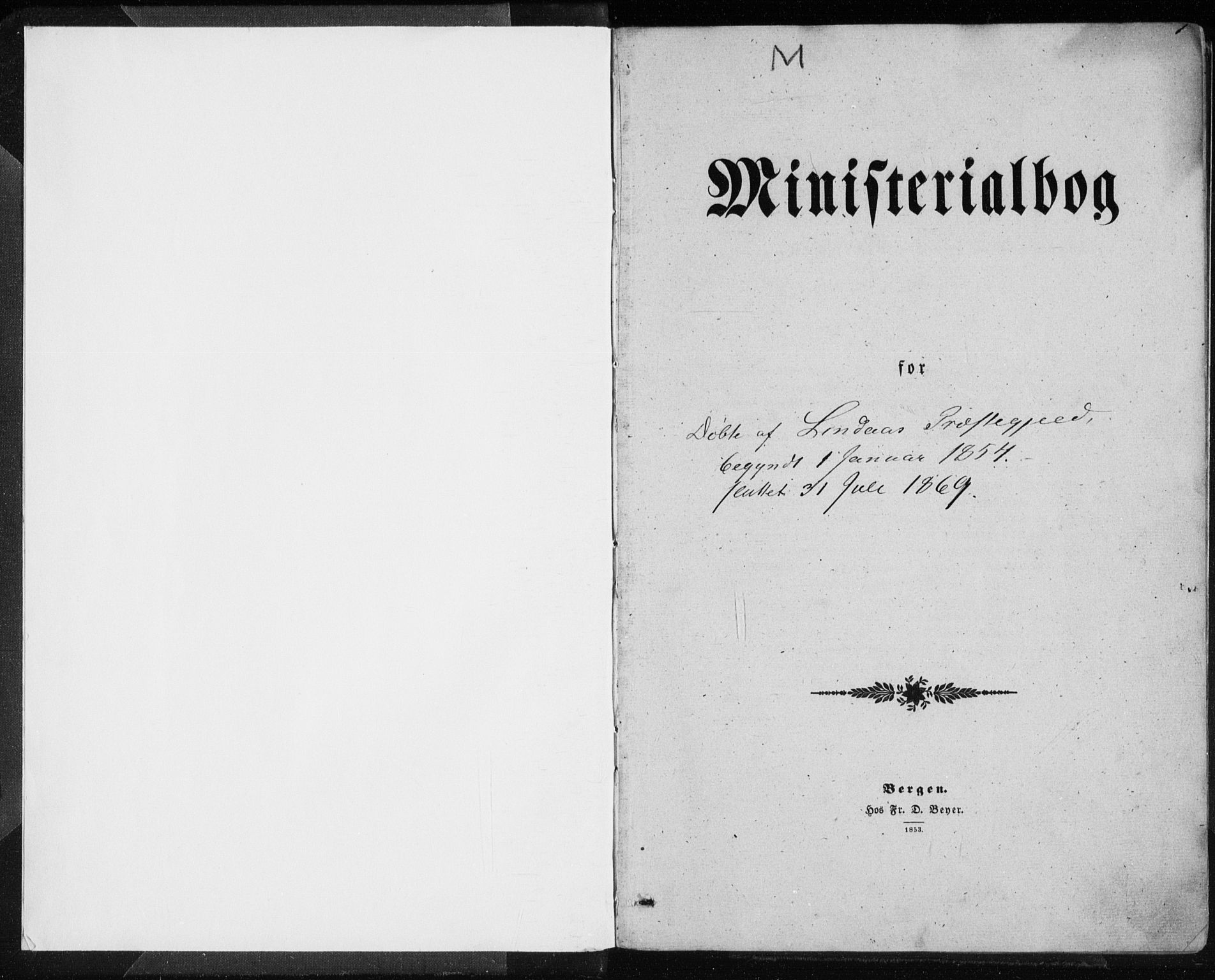 Lindås Sokneprestembete, SAB/A-76701/H/Haa: Parish register (official) no. A 11, 1854-1869, p. 1