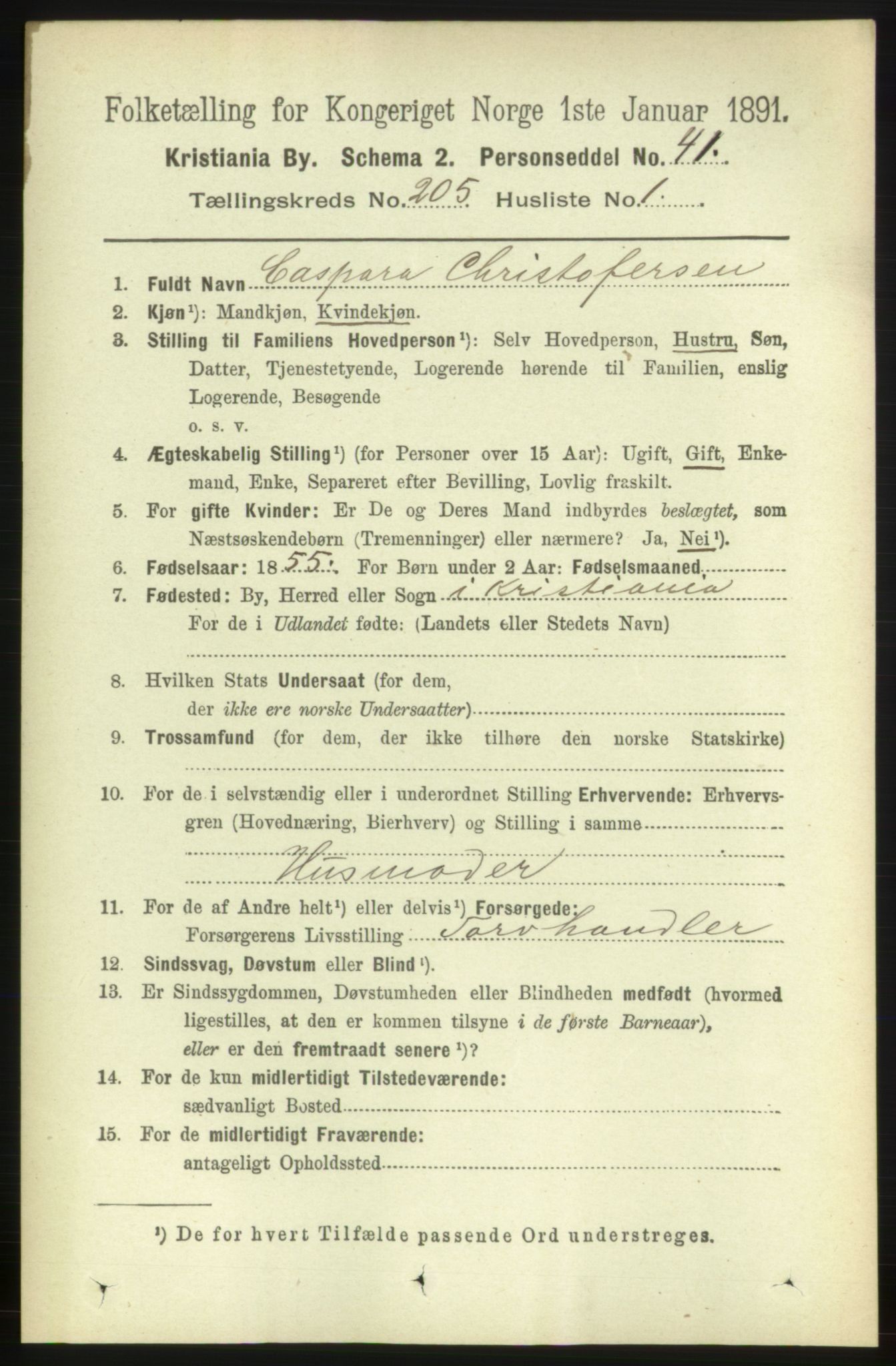 RA, 1891 census for 0301 Kristiania, 1891, p. 123370