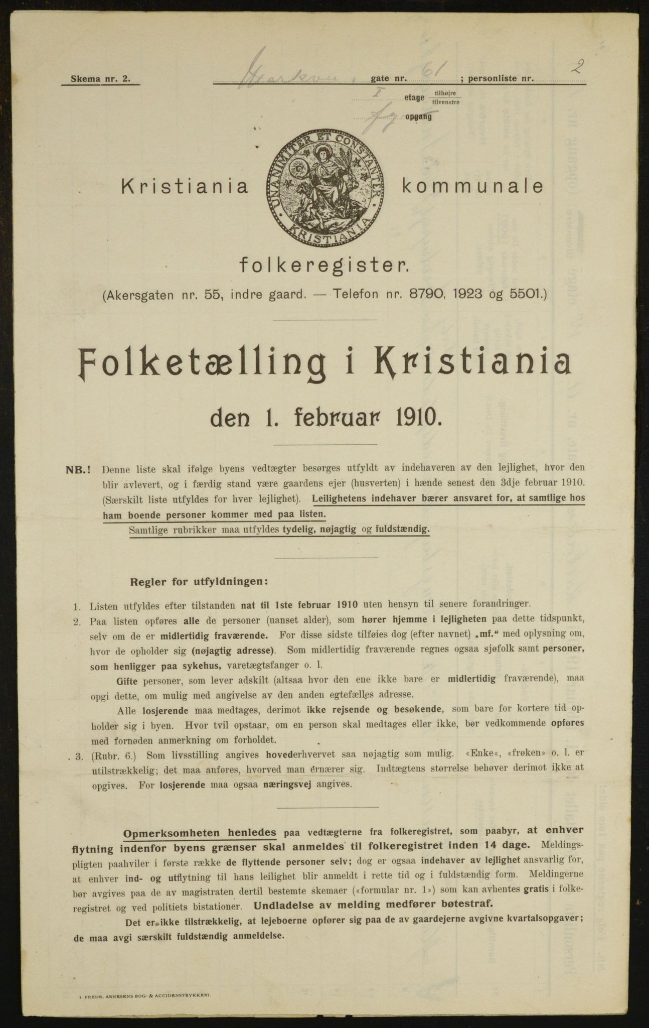 OBA, Municipal Census 1910 for Kristiania, 1910, p. 62309