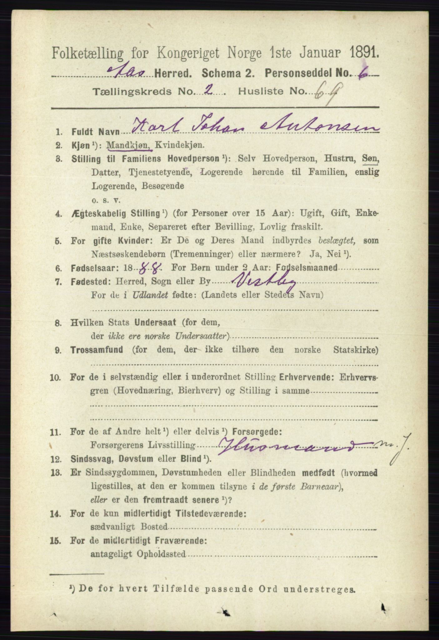 RA, 1891 census for 0214 Ås, 1891, p. 2021