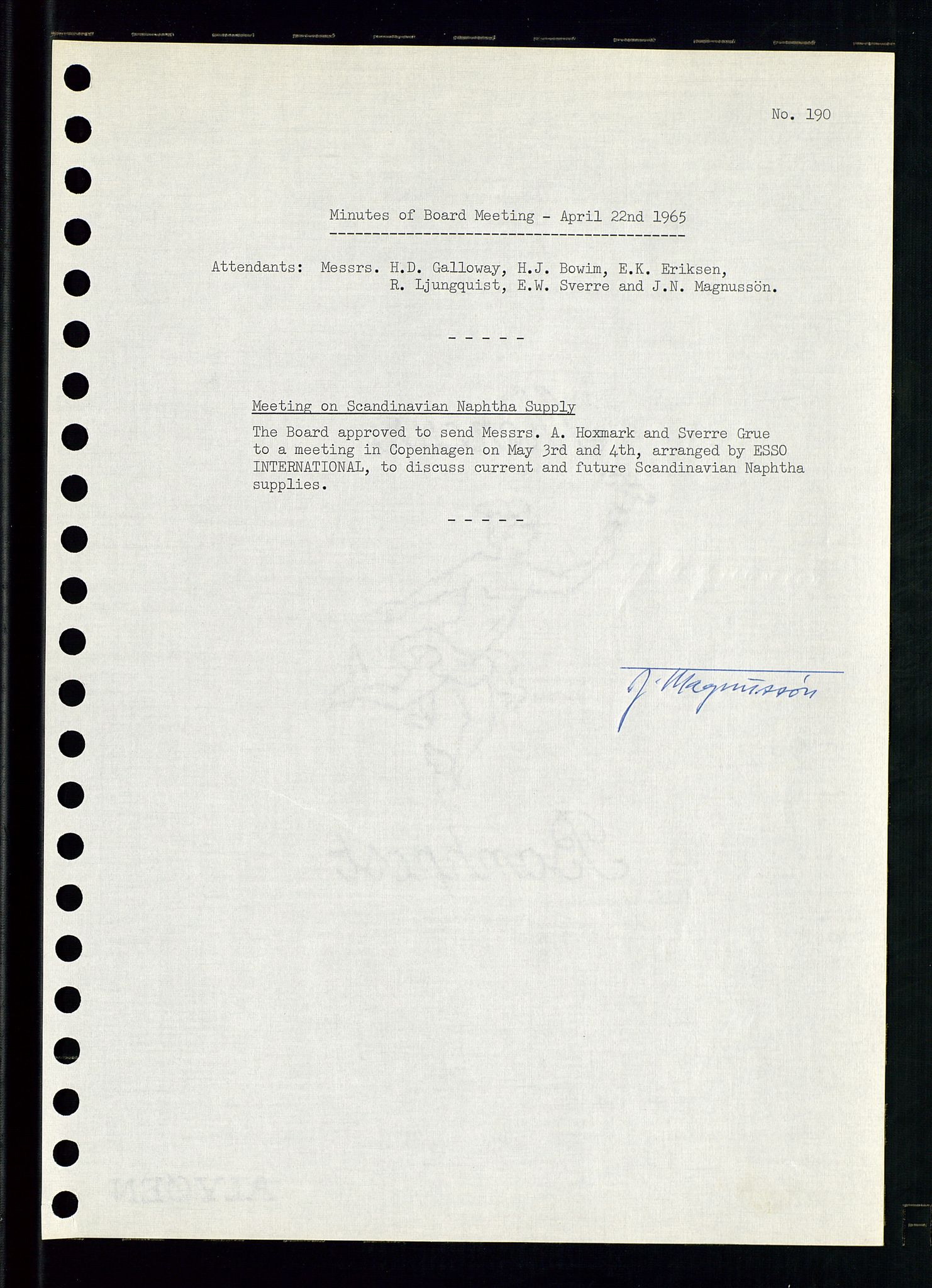 Pa 0982 - Esso Norge A/S, AV/SAST-A-100448/A/Aa/L0002/0001: Den administrerende direksjon Board minutes (styrereferater) / Den administrerende direksjon Board minutes (styrereferater), 1965, p. 124