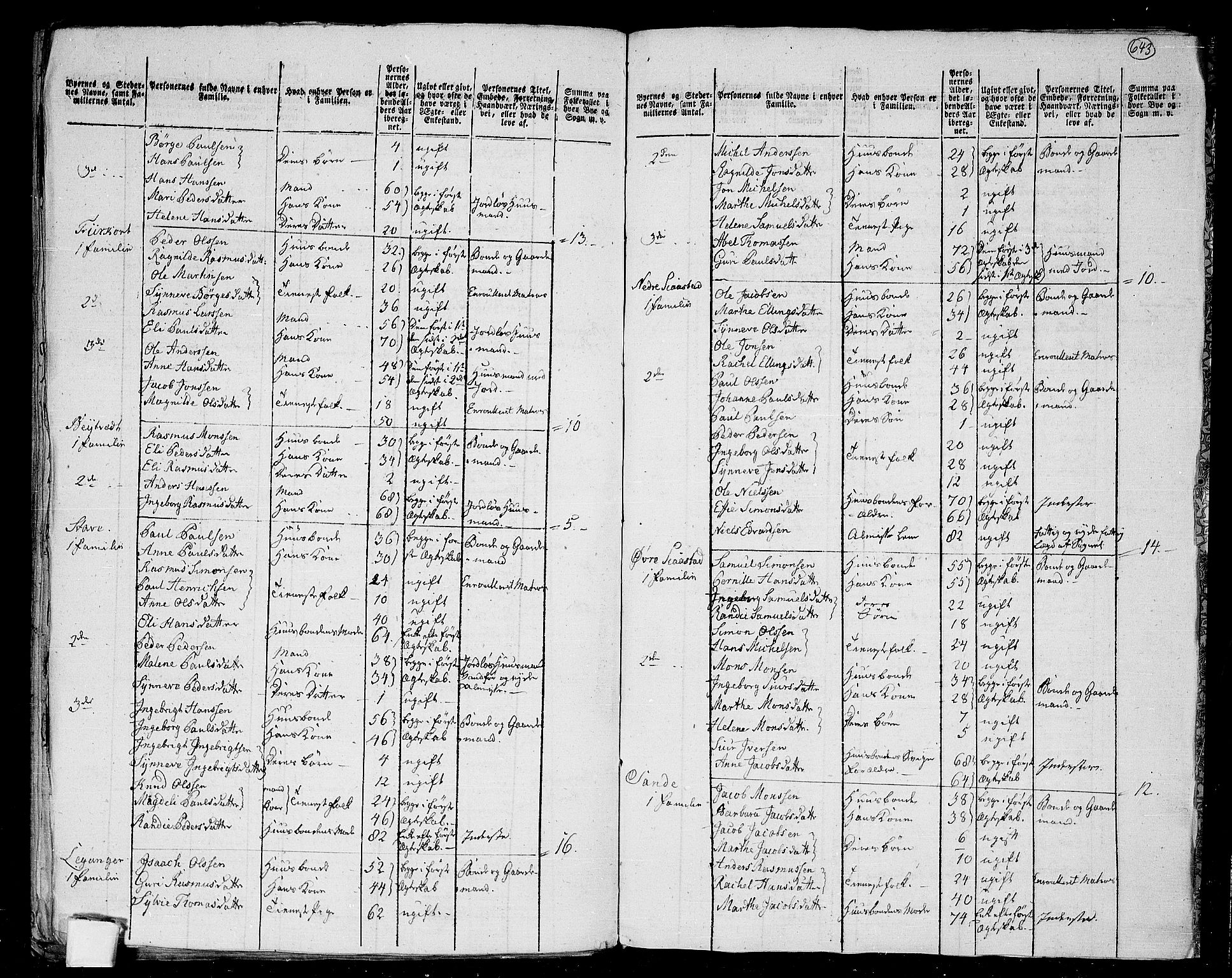 RA, 1801 census for 1441P Selje, 1801, p. 642b-643a