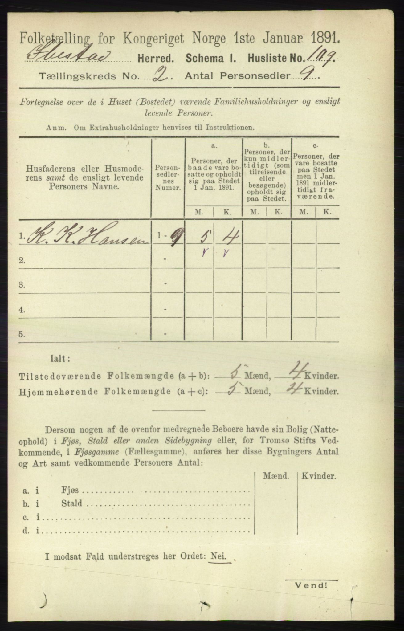 RA, 1891 census for 1917 Ibestad, 1891, p. 815