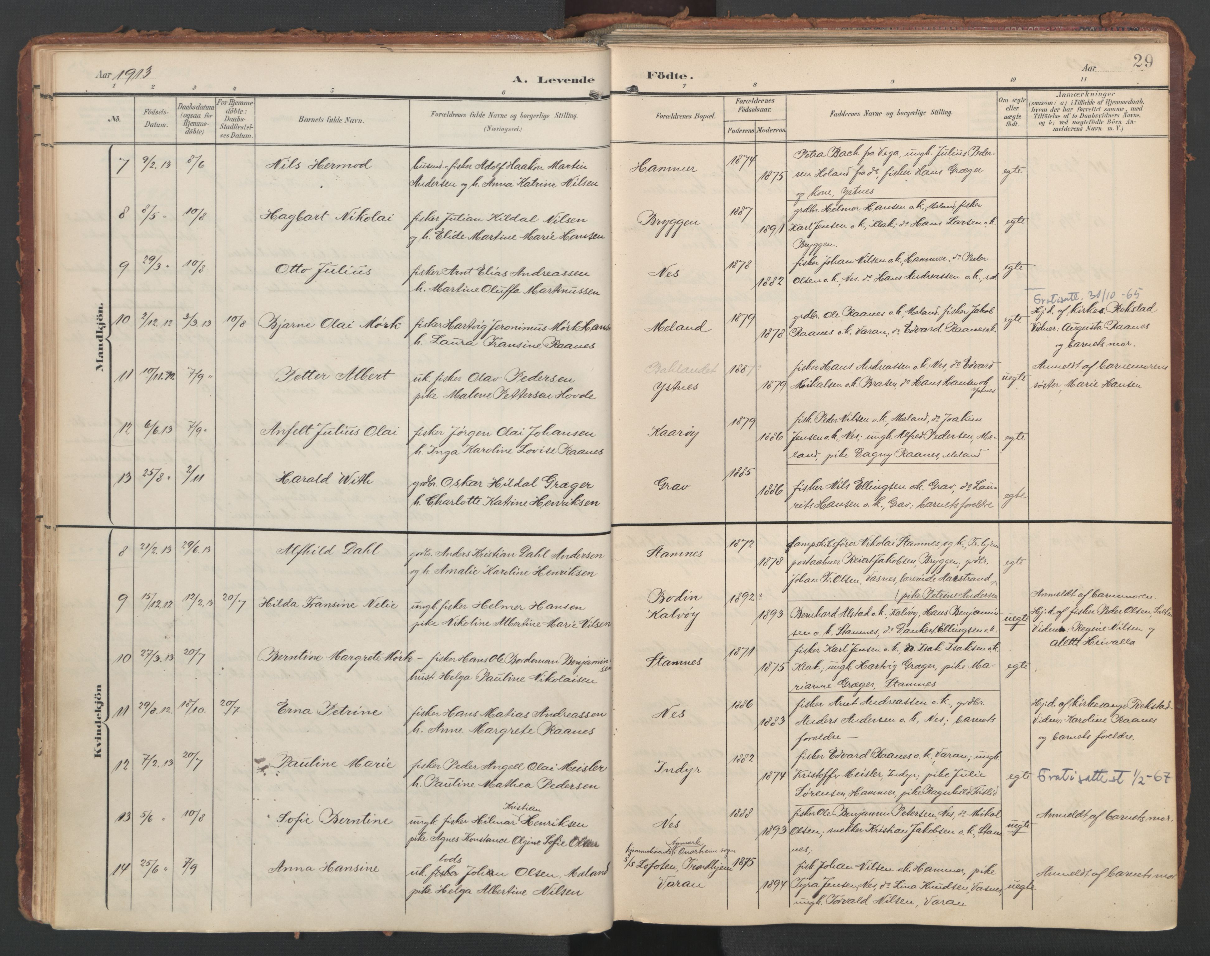 Ministerialprotokoller, klokkerbøker og fødselsregistre - Nordland, SAT/A-1459/808/L0129: Parish register (official) no. 808A02, 1903-1931, p. 29