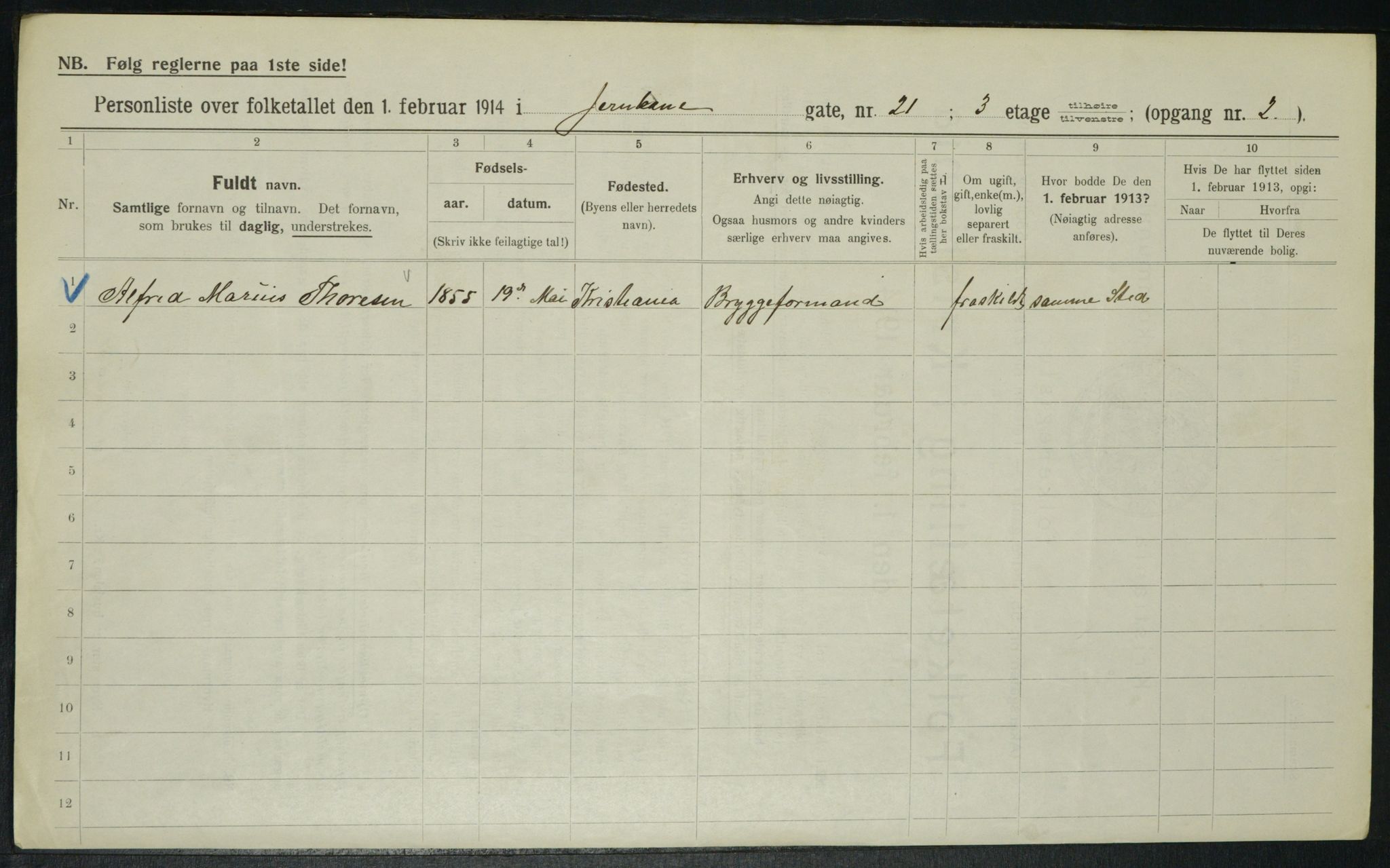 OBA, Municipal Census 1914 for Kristiania, 1914, p. 46924