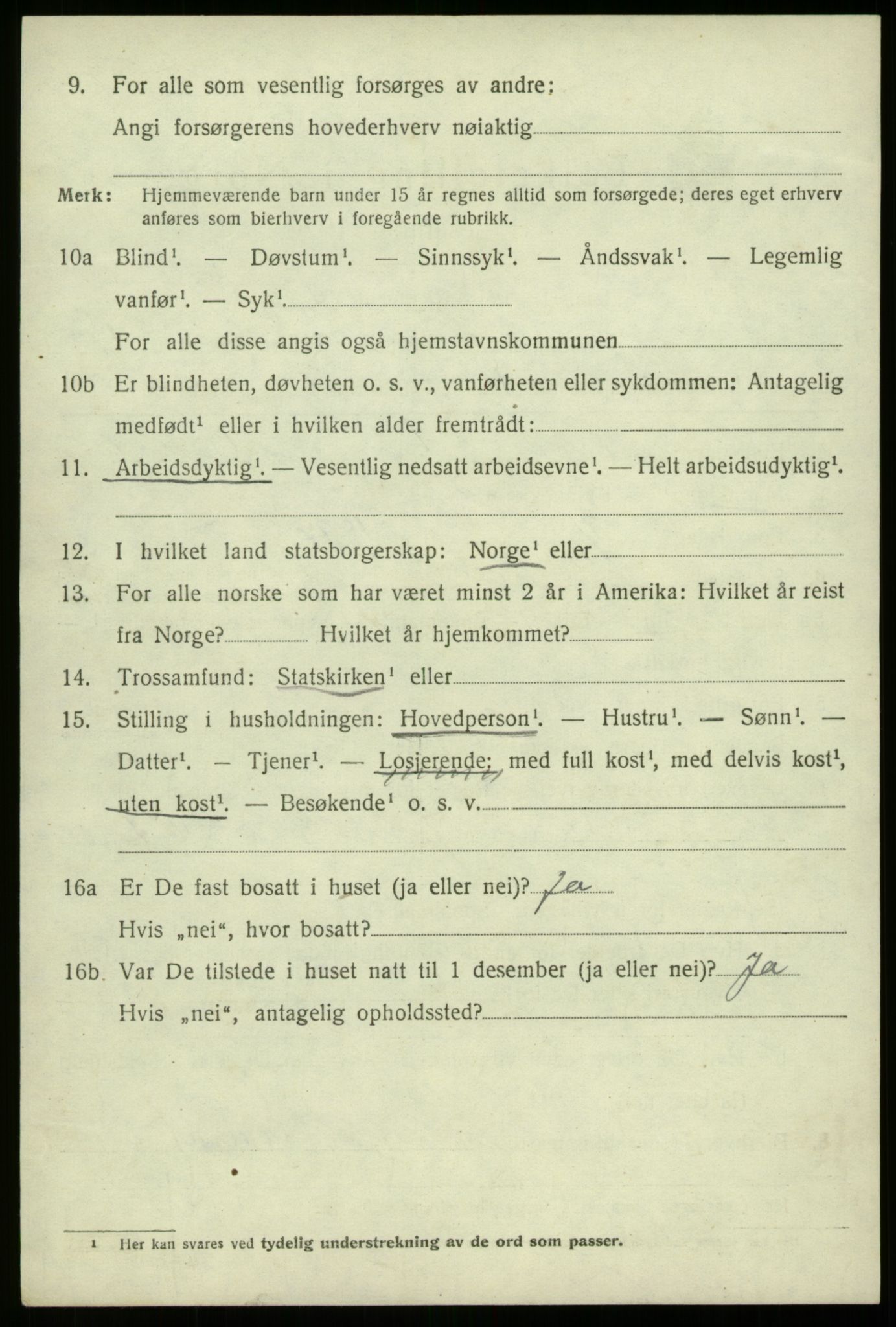 SAB, 1920 census for Selje, 1920, p. 7522